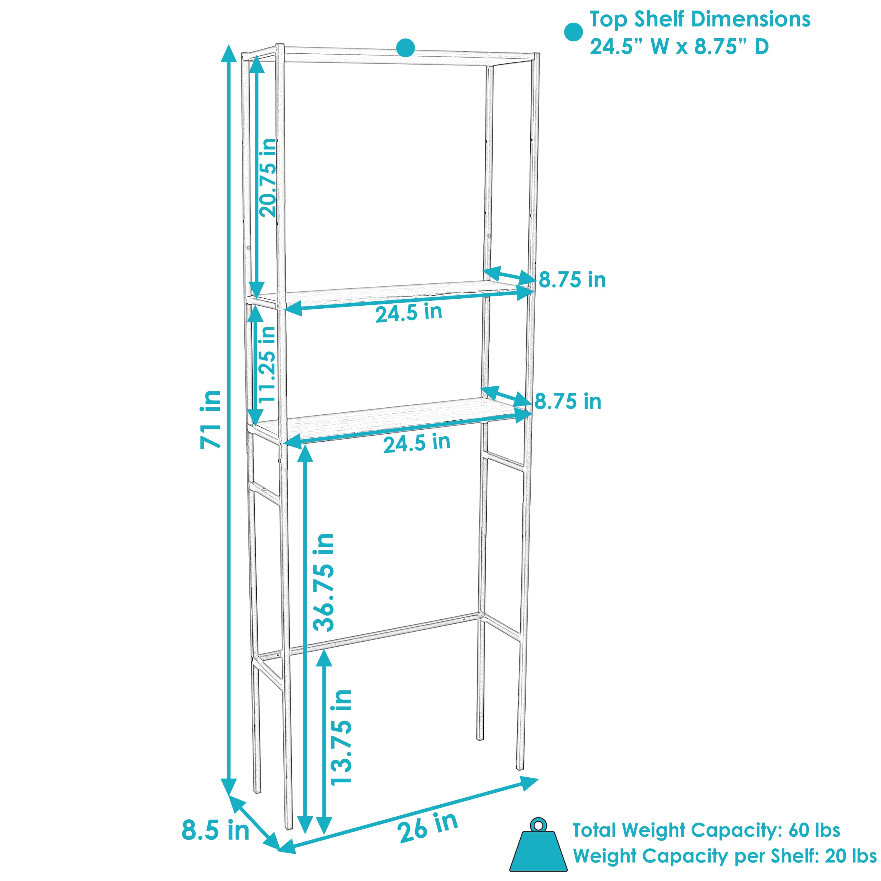 Sunnydaze Decor JAH-321 Free-Standing-Shelving - View #3