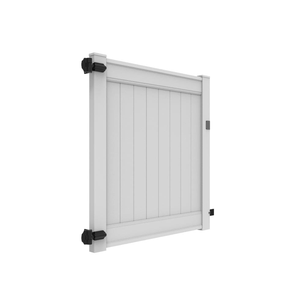 Freedom Emblem 5-ft H x 4-ft W White Privacy Vinyl Flat-top Fence Gate Kit (Unassembled)