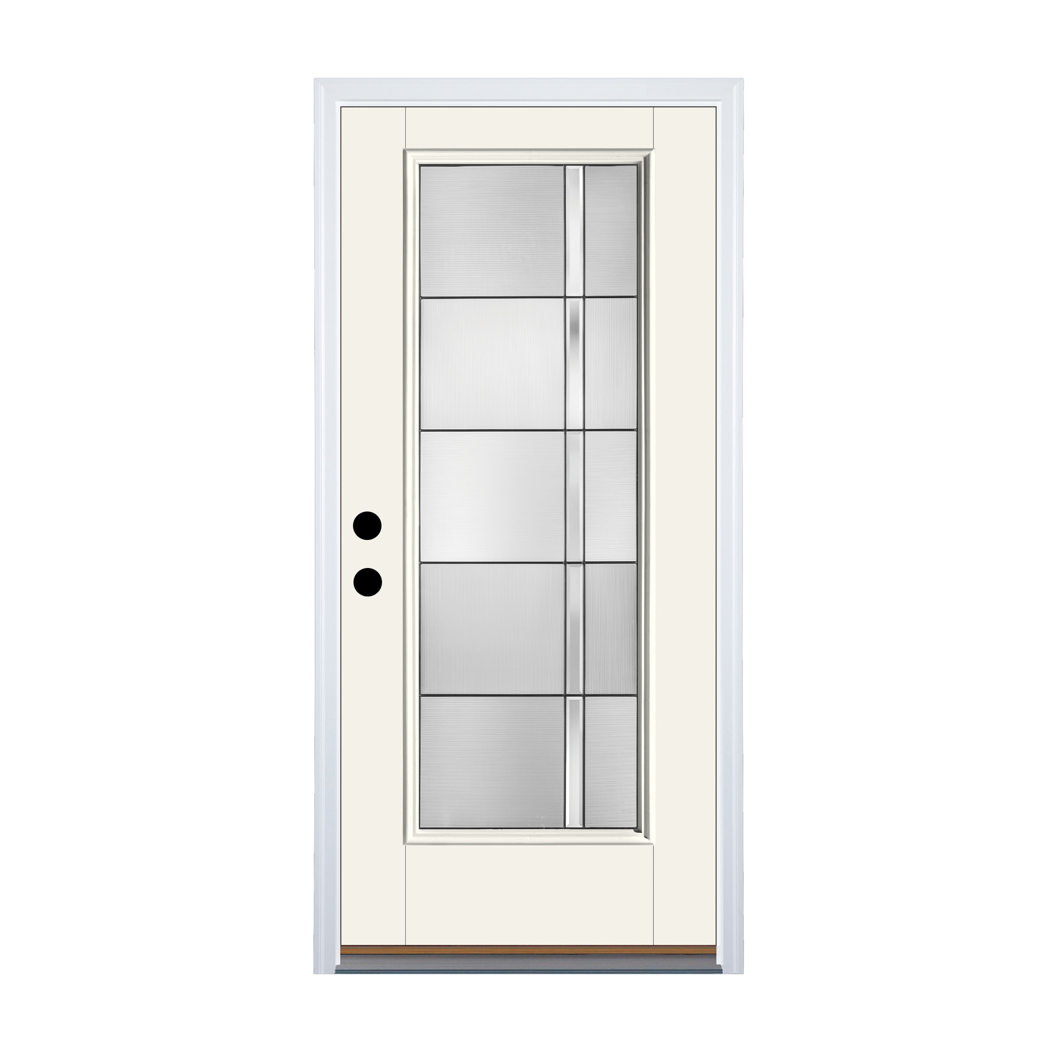 Fiberglass Full Lite Left-Hand Outswing Alpine Painted Single Front Door with Brickmould Insulating Core in White | - Therma Tru S1652H-I-LON5-AP