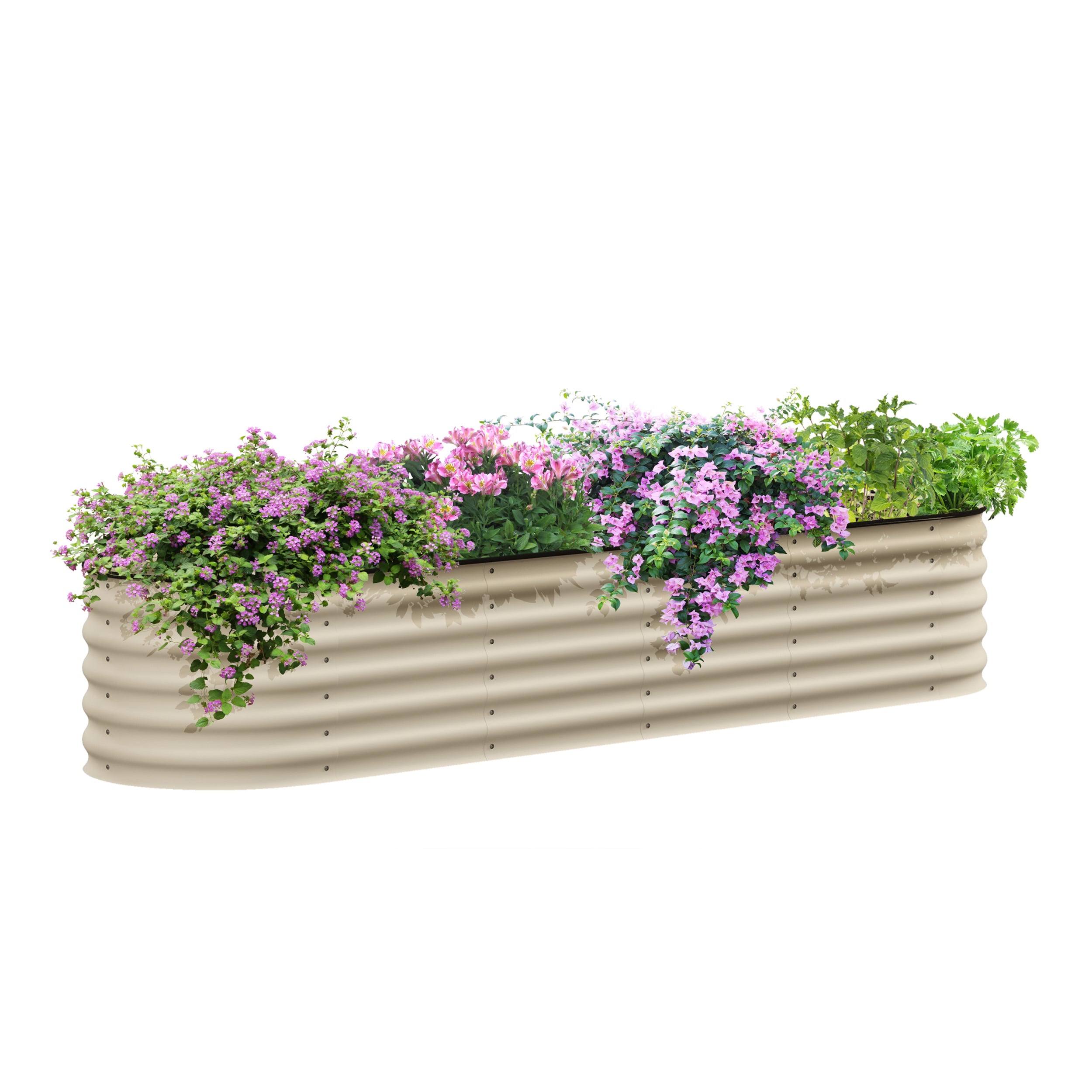 AHIOU HOME ZAAHG-P172557GB 20-cu ft 23.5-in W x 94.5-in L x 16.5-in H Elevated White Galvanized Metal Raised Garden Bed