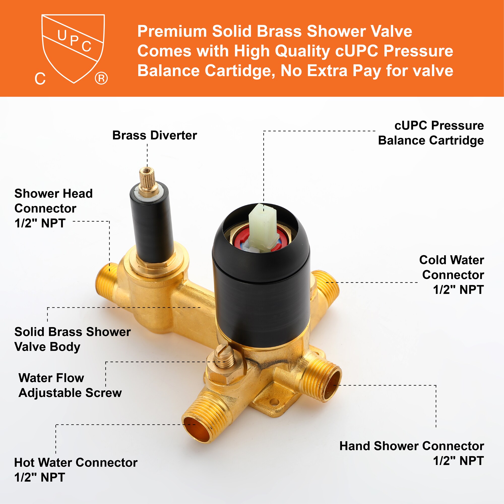 WELLFOR FH75010-C Showerhead-Bar-Panels - View #10