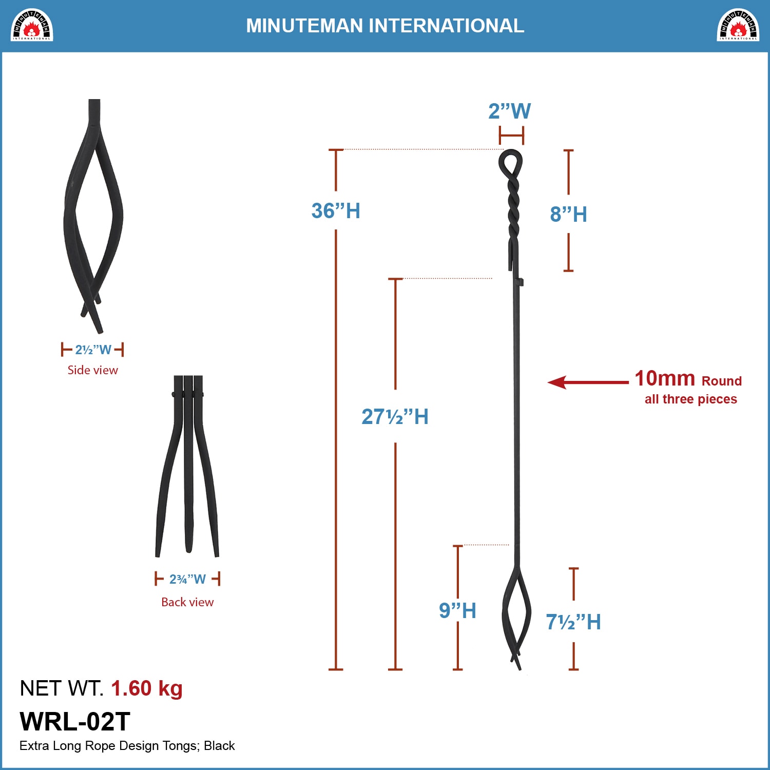 Minuteman International WRL-02T Fireplace-Tools - View #4
