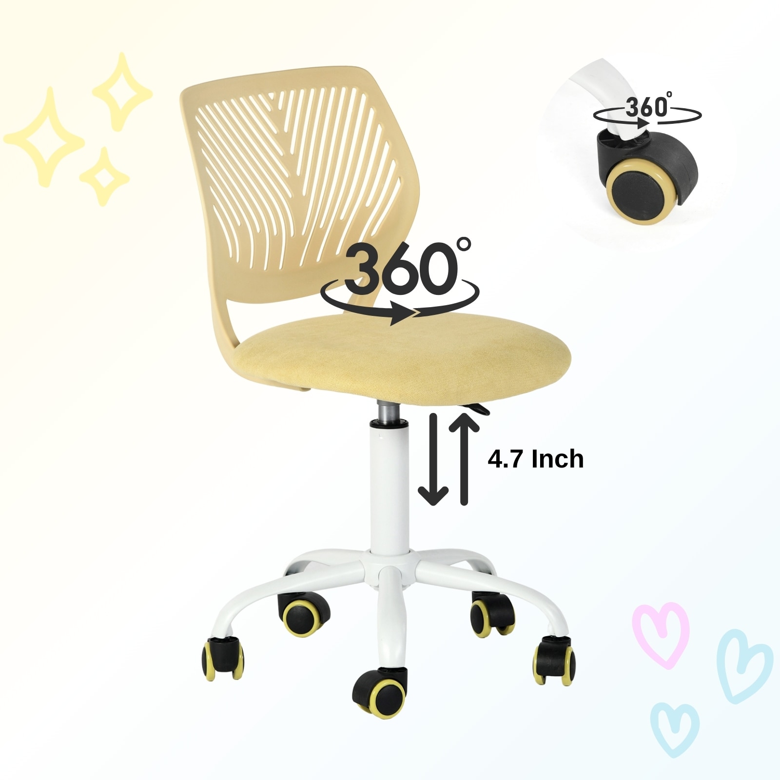 Homy Casa CARNATION YELLOW Office-Chairs - View #6
