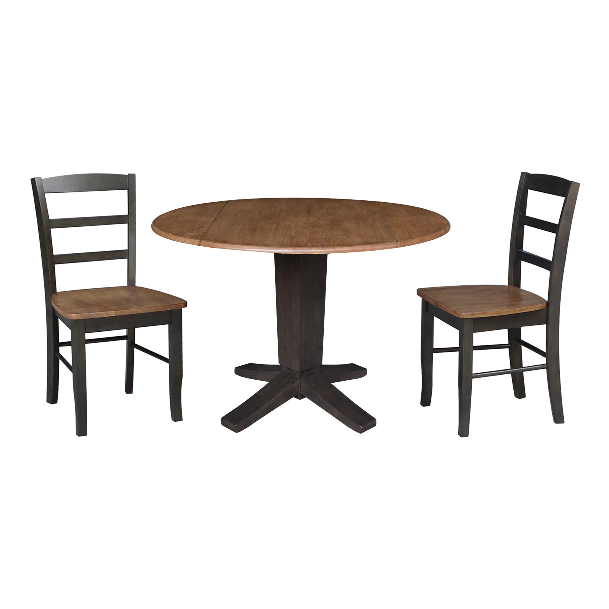 International Concepts K45-42DPT-23B-C2-2 Hickory/Washed Coal Traditional Dining Room Set with Round Table ( Seats 4 )