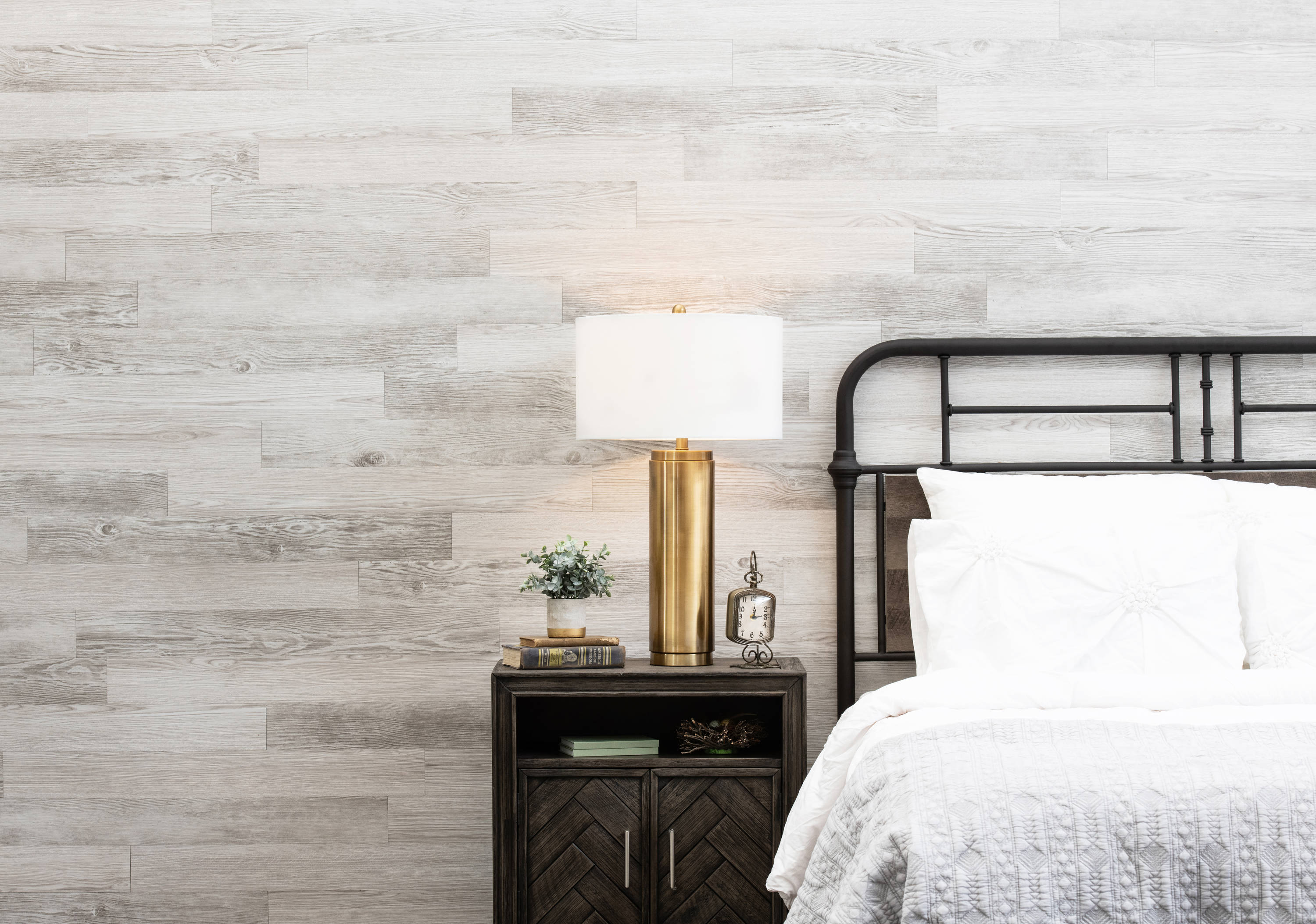 White Wash Narrow Peel and Stick Vinyl Wall Planks