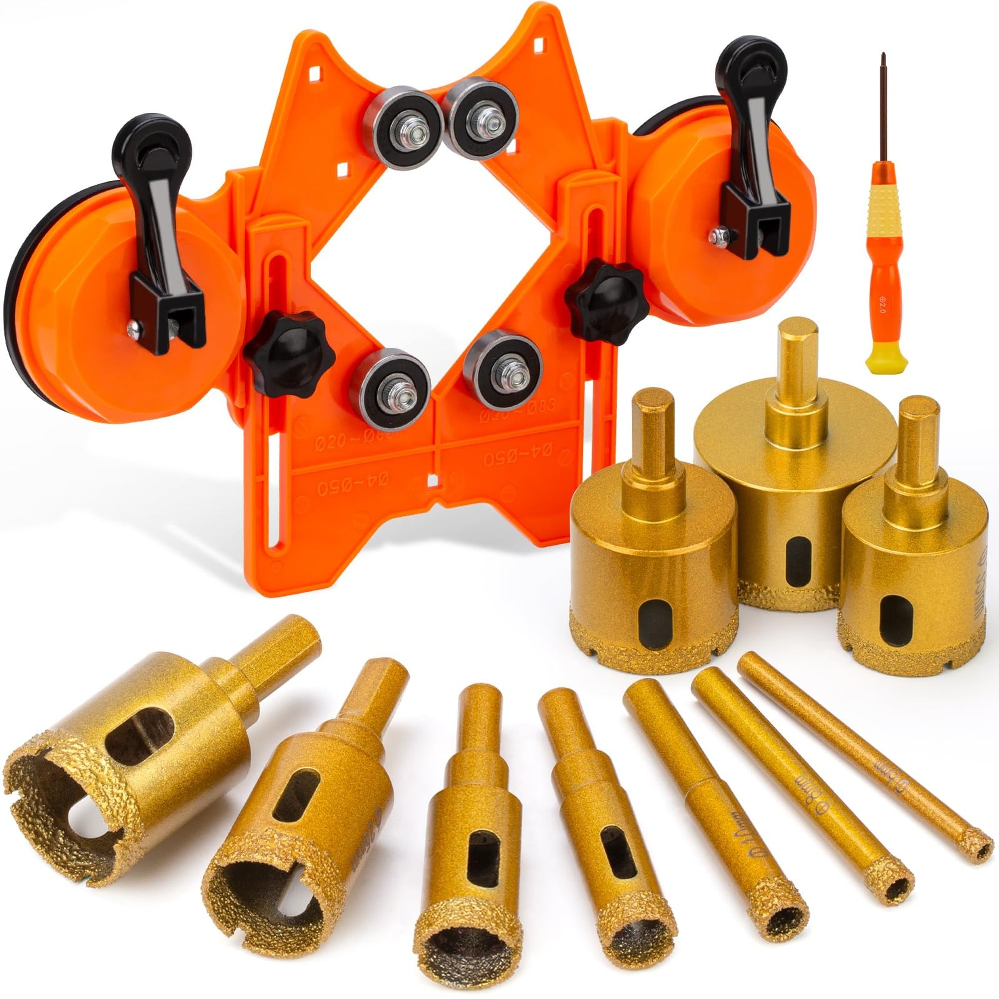 Wudkey 12 PCS 1/4 to 2 in 10 Tooth Diamond Hole Saw Set with Double Suction Cups Tile Drill Bits