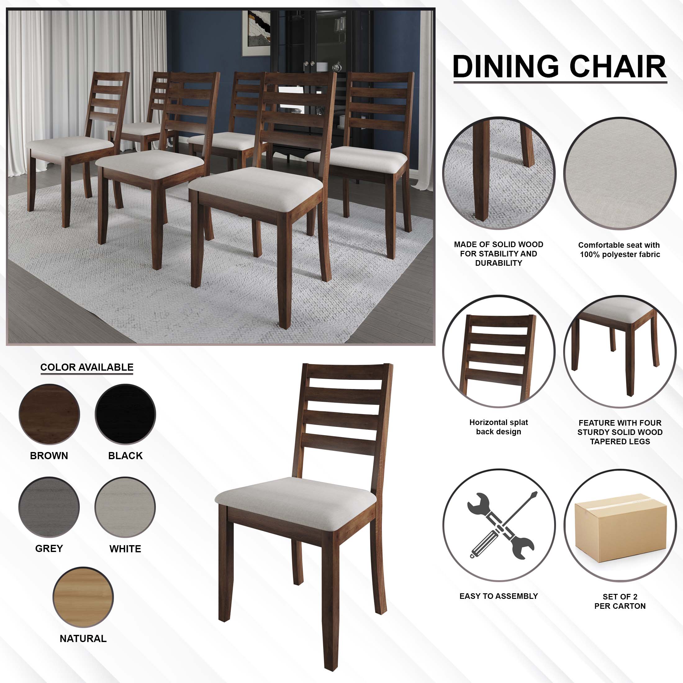 CasePiece C3064US-GY-WD-2X Dining-Chairs - View #8