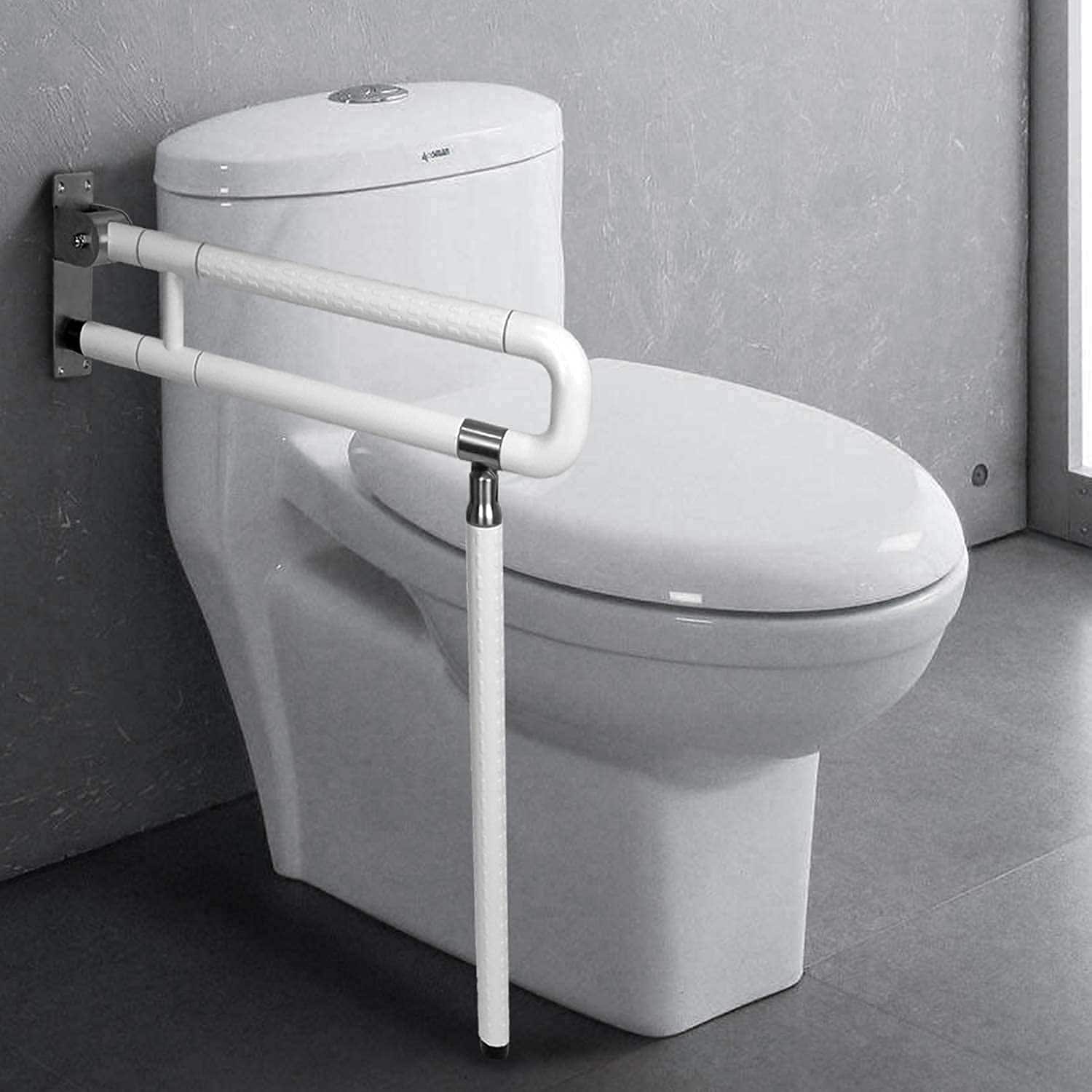 Etokfoks 29 5 in foldable toilet grab bar flip up arm rails with anti slip nylon coating bathroom seat support 304 stainless steel 450 lb #LETOQJ6JA