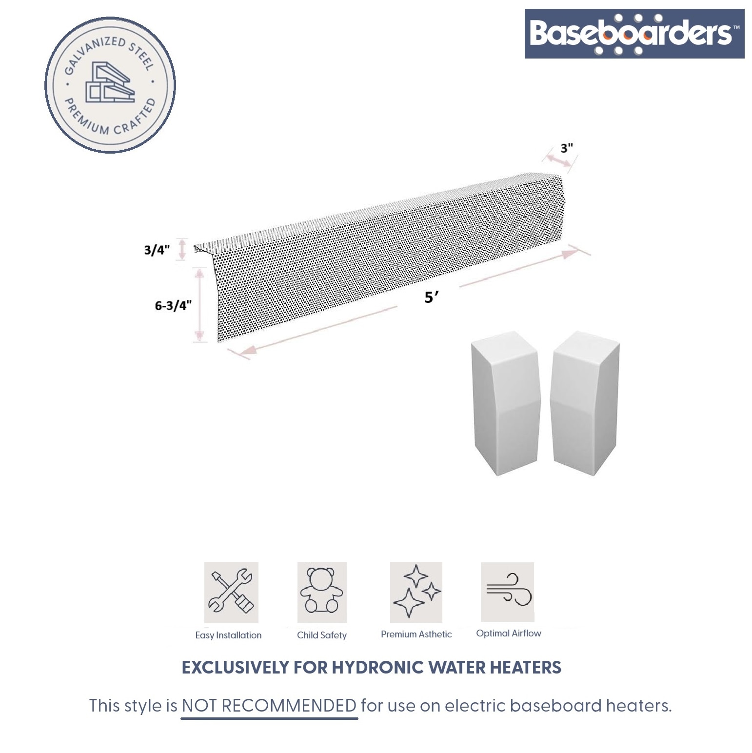 Baseboarders BB001-60-SET-WH Baseboard-Heater-Covers - View #2