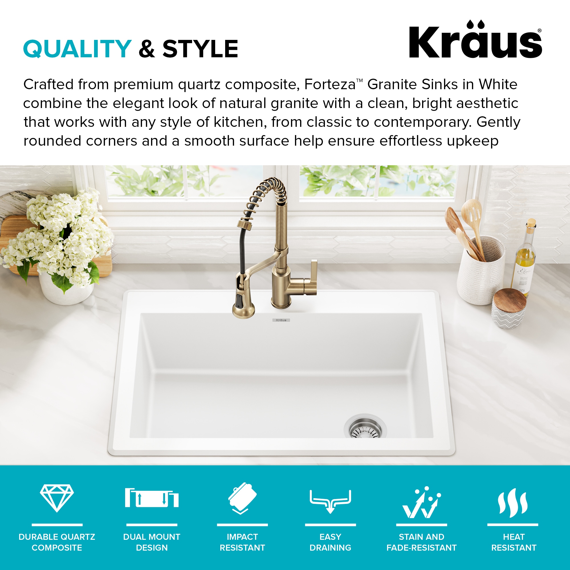 Kraus KGD-54WHITE Kitchen-Sinks - View #5