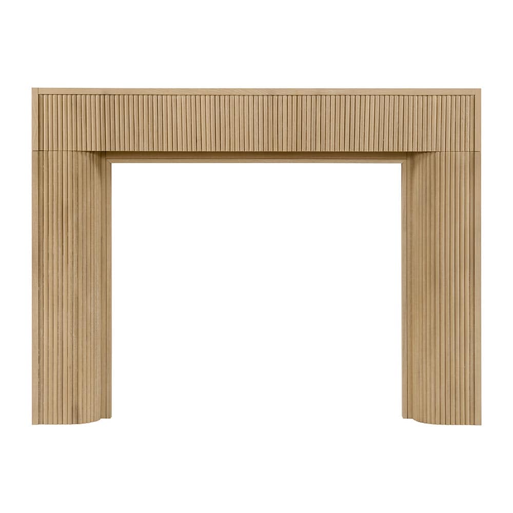 Modern Ember HAZEL-5642-WW 80-in W x 54-in H x 8-in D Hazel Whitewash Oak Modern Fireplace Mantel