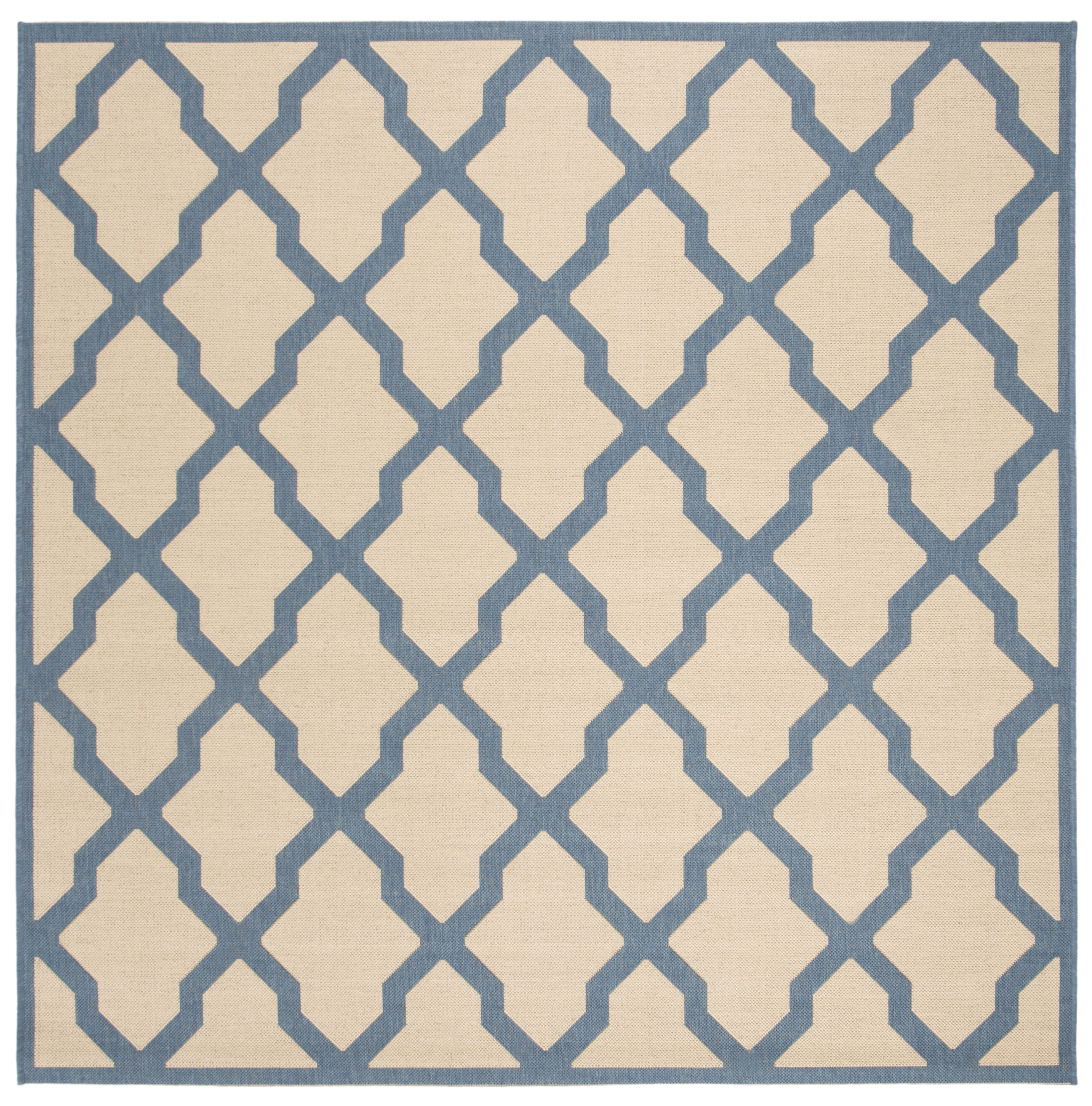 Safavieh LND122N-6SQ Linden Adamantini 7 x 7 (ft) Loomed Polypropylene Cream/Blue Square Indoor Trellis Bohemian/Eclectic Area rug