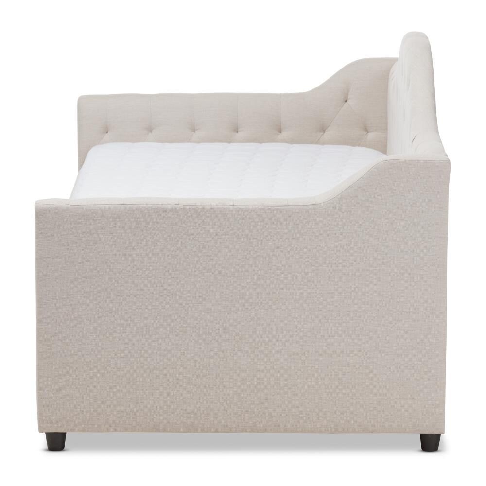 Baxton Studio Perry Beige Contemporary/Modern Polyester Twin Sofa Bed ...