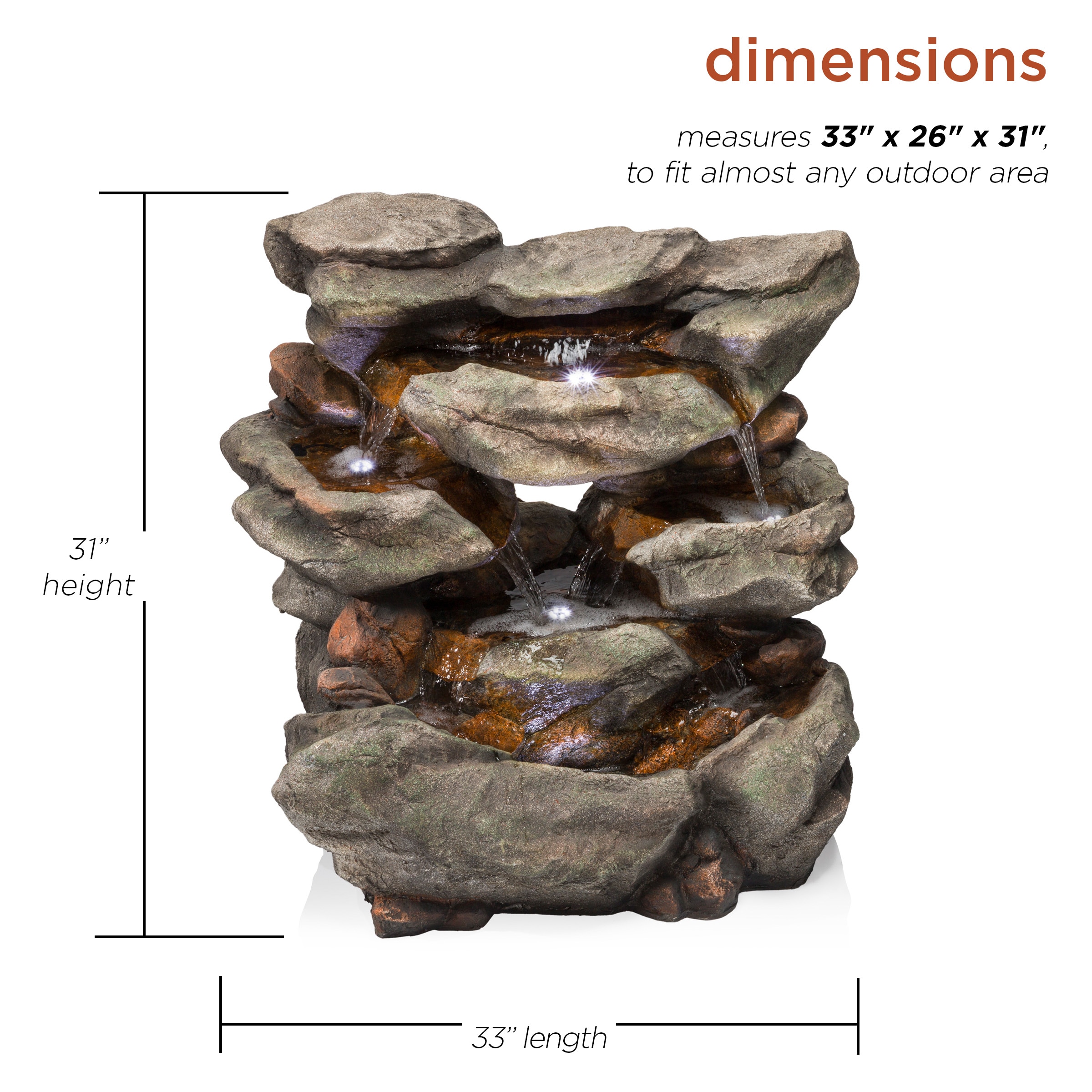 Alpine Corporation 31-in H Resin Water Rock Waterfall Outdoor Fountain ...