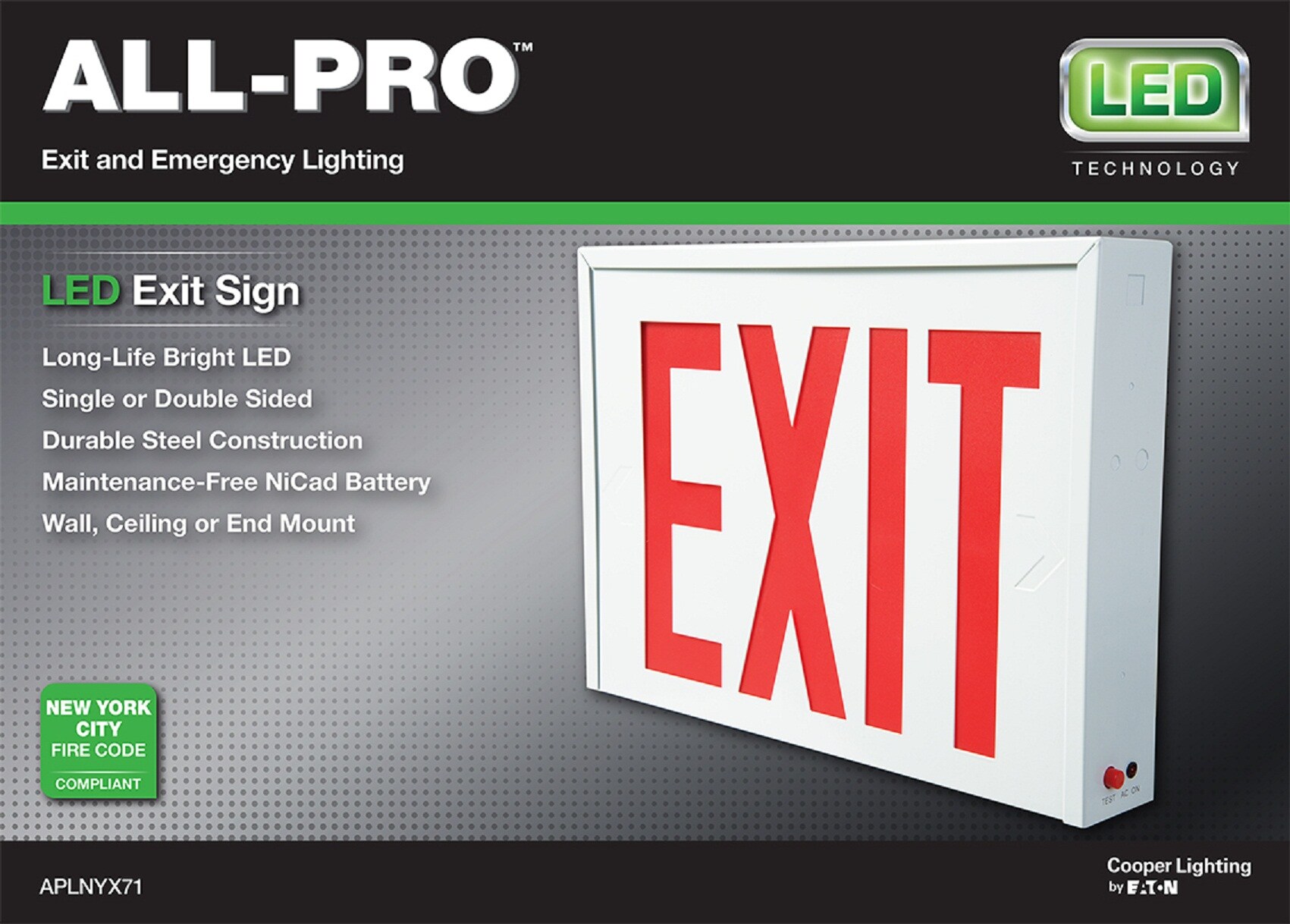All-Pro APLNYX71 Emergency-Exit-Lighting - View #2