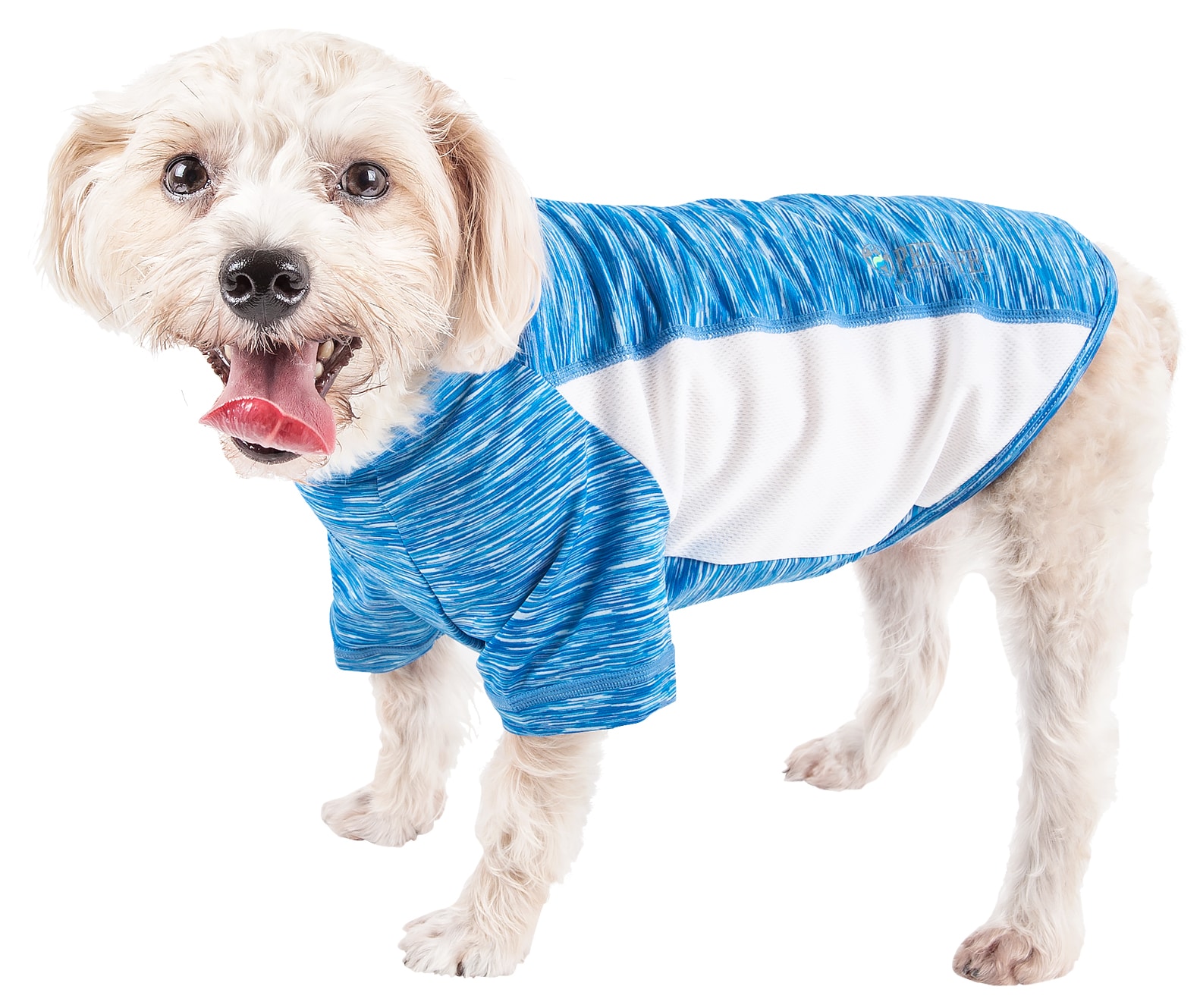 Pet Life Active 'Warf Speed' Heathered Ultra-Stretch Sporty Dog T-Shirt -  Blue - Small - Unisex - Pet Clothing in the Pet Clothing department at