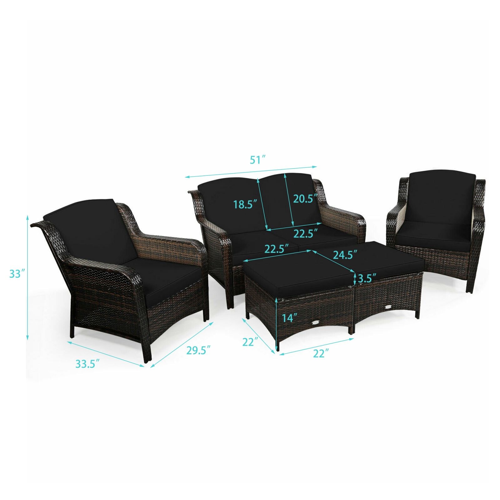 WELLFOR OUS67702ABK+ Patio-Conversation-Sets - View #4