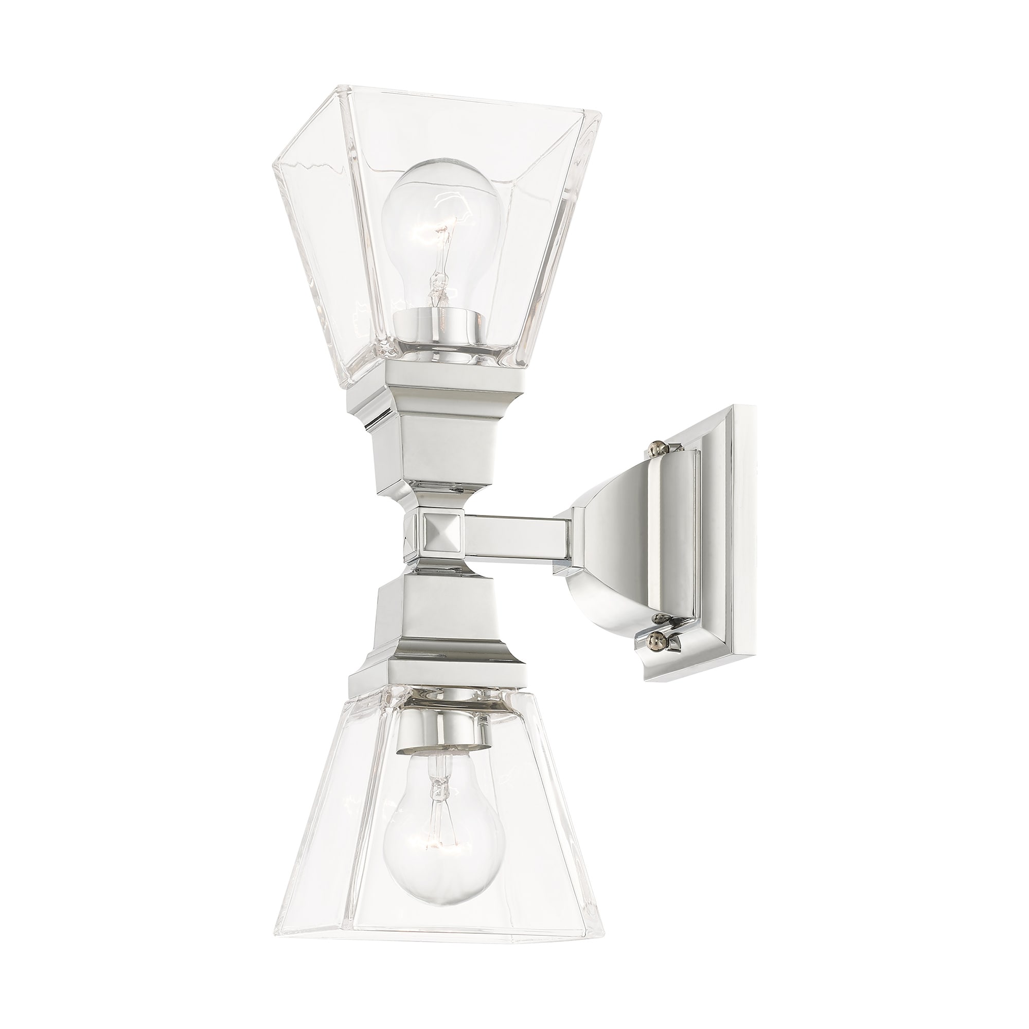 Polished Chrome Clear Glass 2-Light Wall Sconce