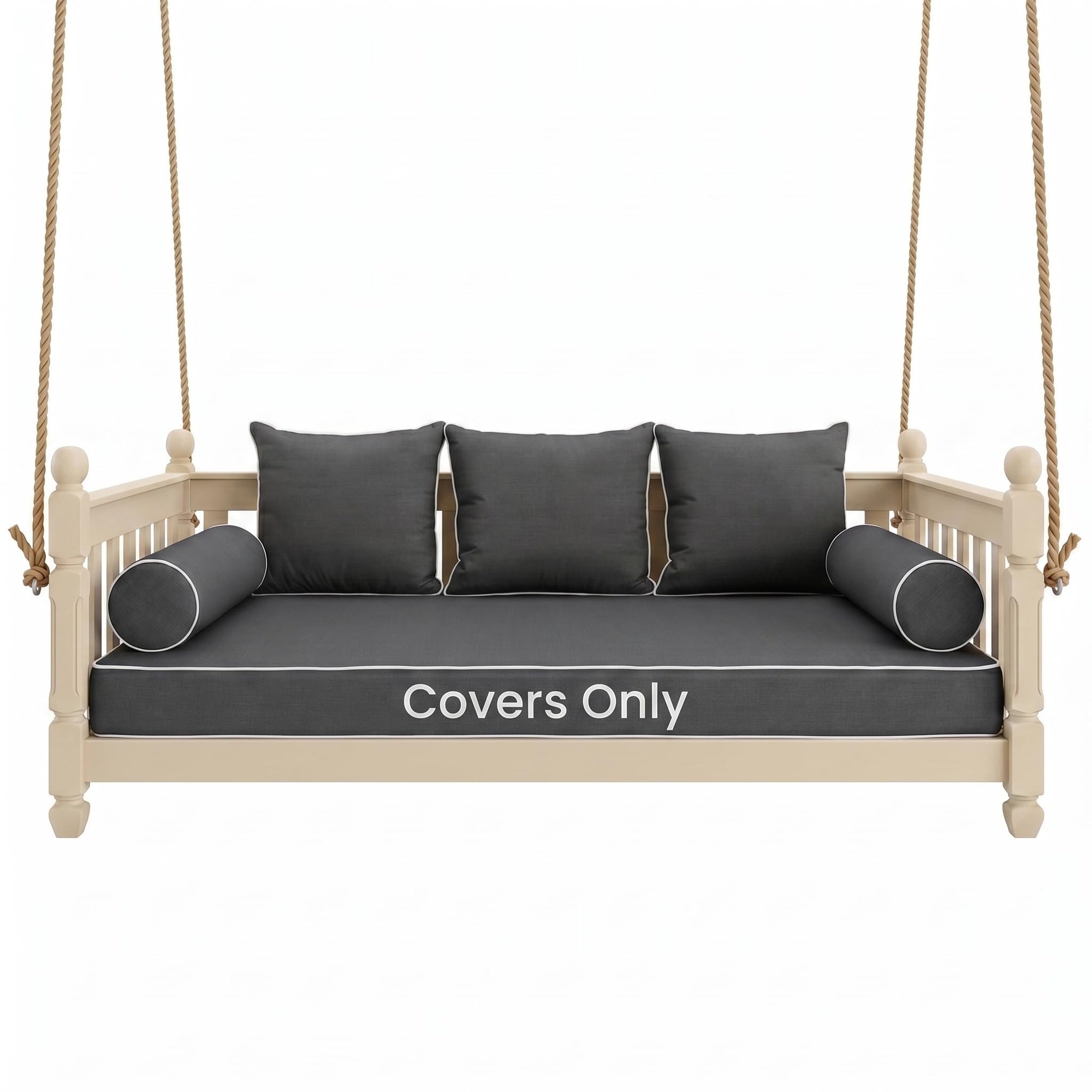 Lukvuzo  Twin Outdoor Daybed Mattress Cover and Bolster Pillow Covers Waterproof Olefin Fabric Dark Grey 75 by 39 by 6 inches