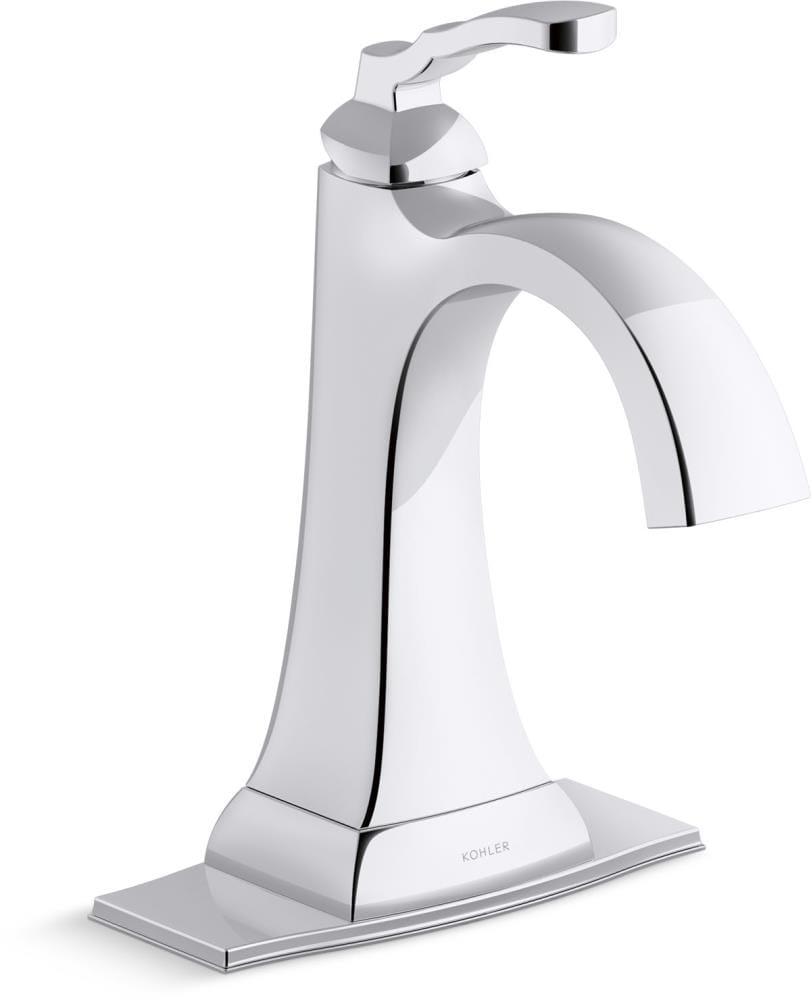 KOHLER R30996-4D-CP Ridgeport Polished Chrome Single hole 1-handle WaterSense High-arc Residential Handle Bathroom Sink Faucet with Drain with Deck Plate