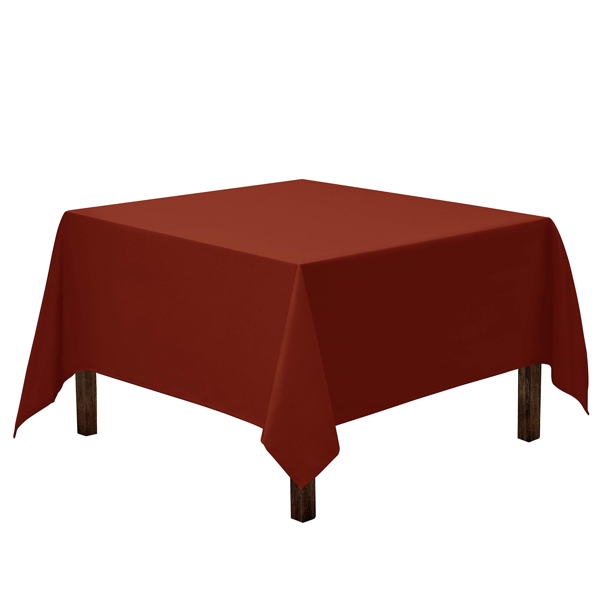 Gee Di Moda  Square Tablecloth - 52 x 52 Inch Burnt Orange Square Table Cloth - Heavy Duty Washable Fabric - for Buffet Table Holiday Party Dinner Wedding and Baby Shower