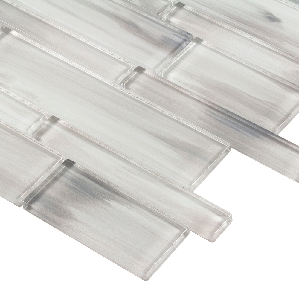 allen + roth White 12-in x 12-in Glossy Glass Linear Wall Tile (0.97-sq ...