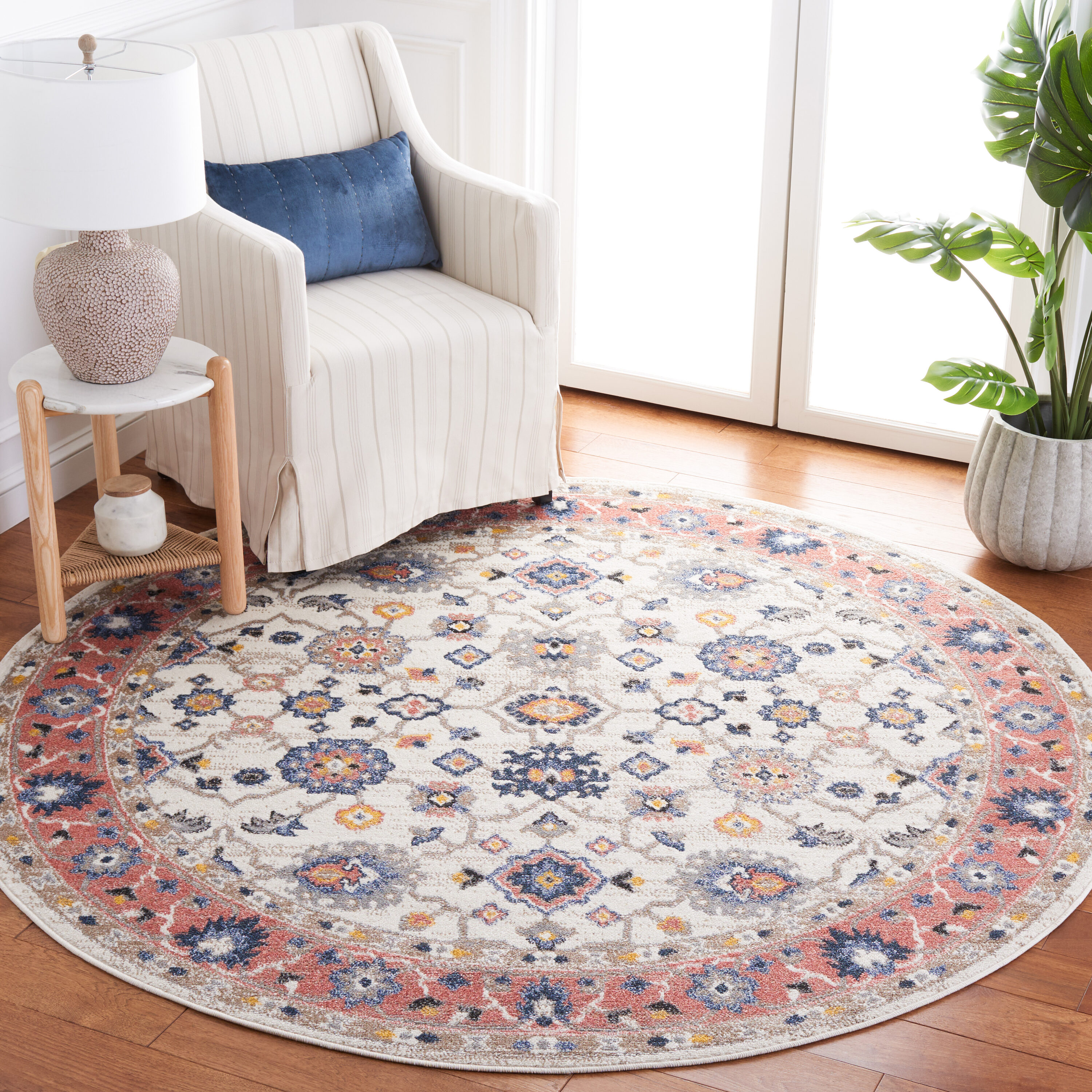 Astoria 408A Ivory Rust 6ft-7in x 6ft-7in Round Rug