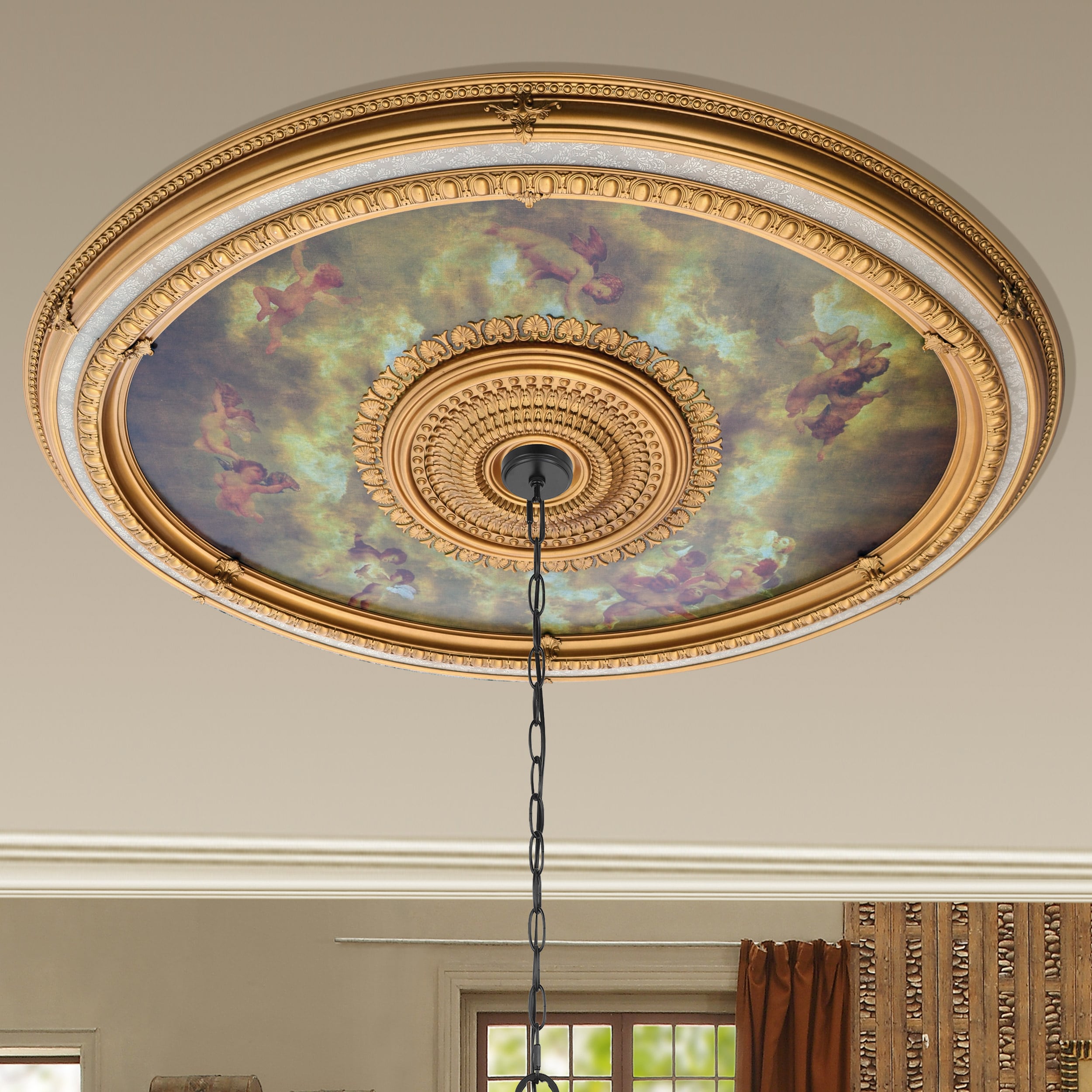 AFD HOME 10715405 Masterpiece Moldings 63-in W x 79-in L Traditional Multiple colors/finishes Polystyrene Whole Ceiling Medallion