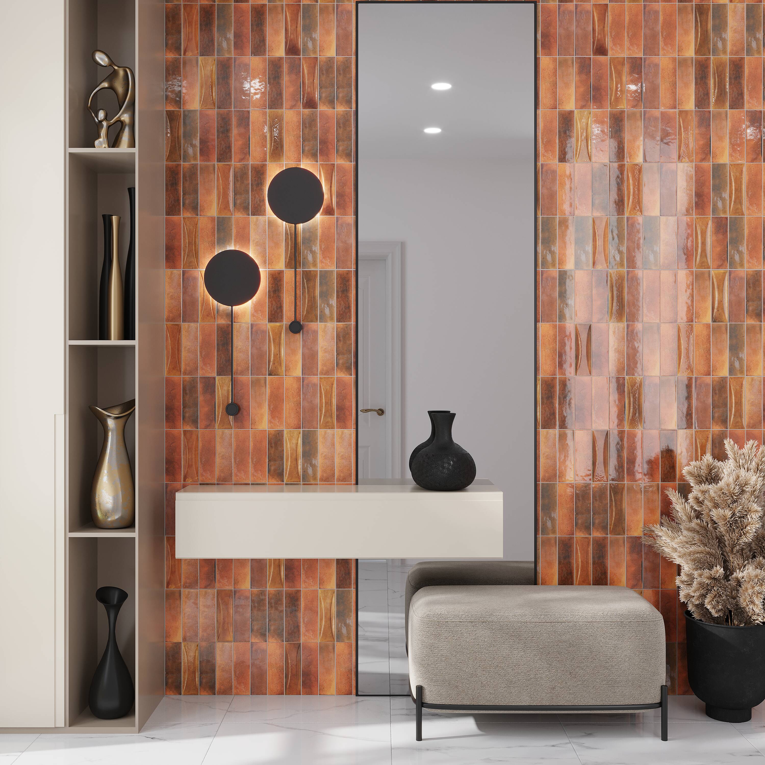 Antiek 3" x 8" Glossy Red Ceramic Subway Tile