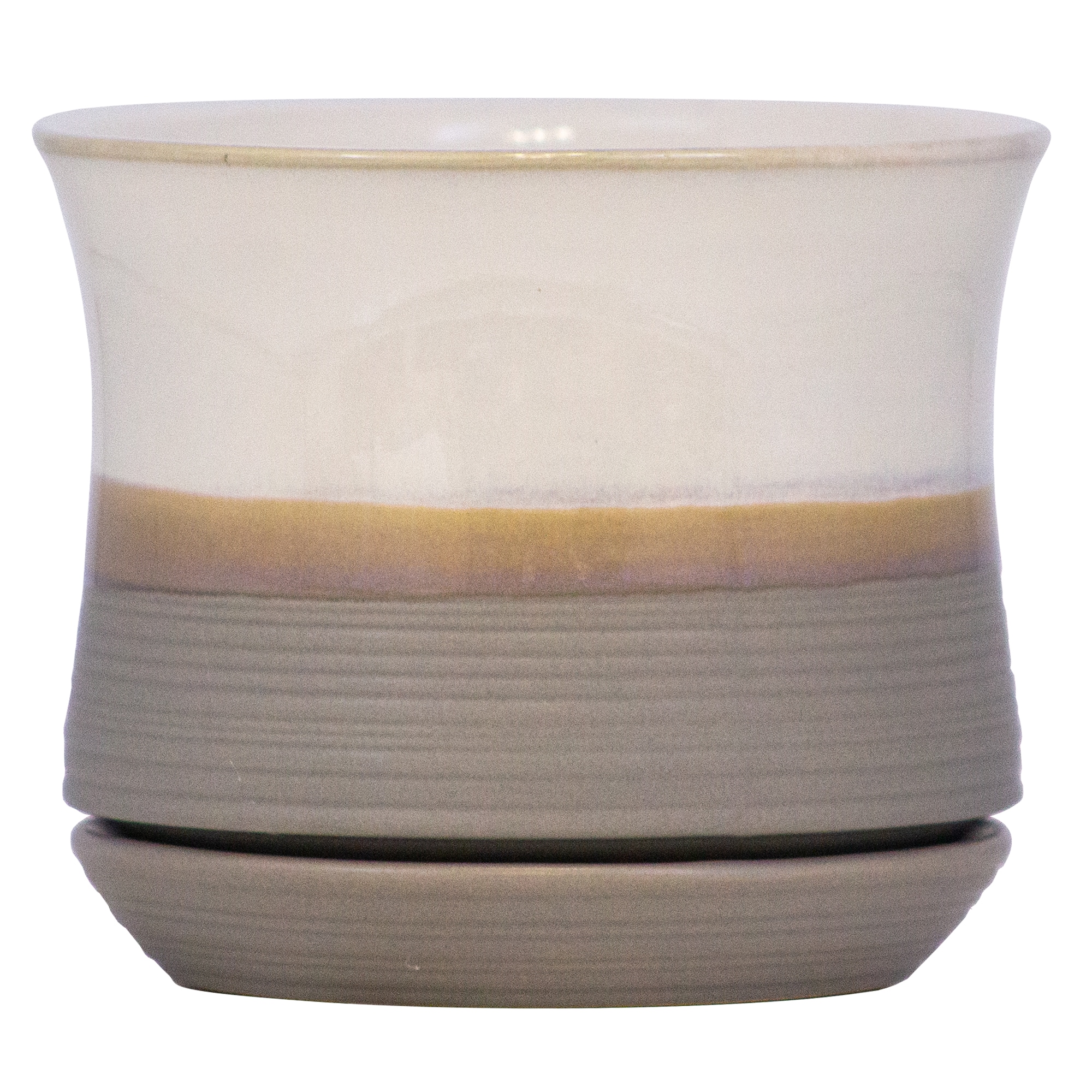 Round 5.91-in W x 5-in H Multiple Colors/Finishes Ceramic Indoor/Outdoor Planter | - allen + roth CR01632S-06H3