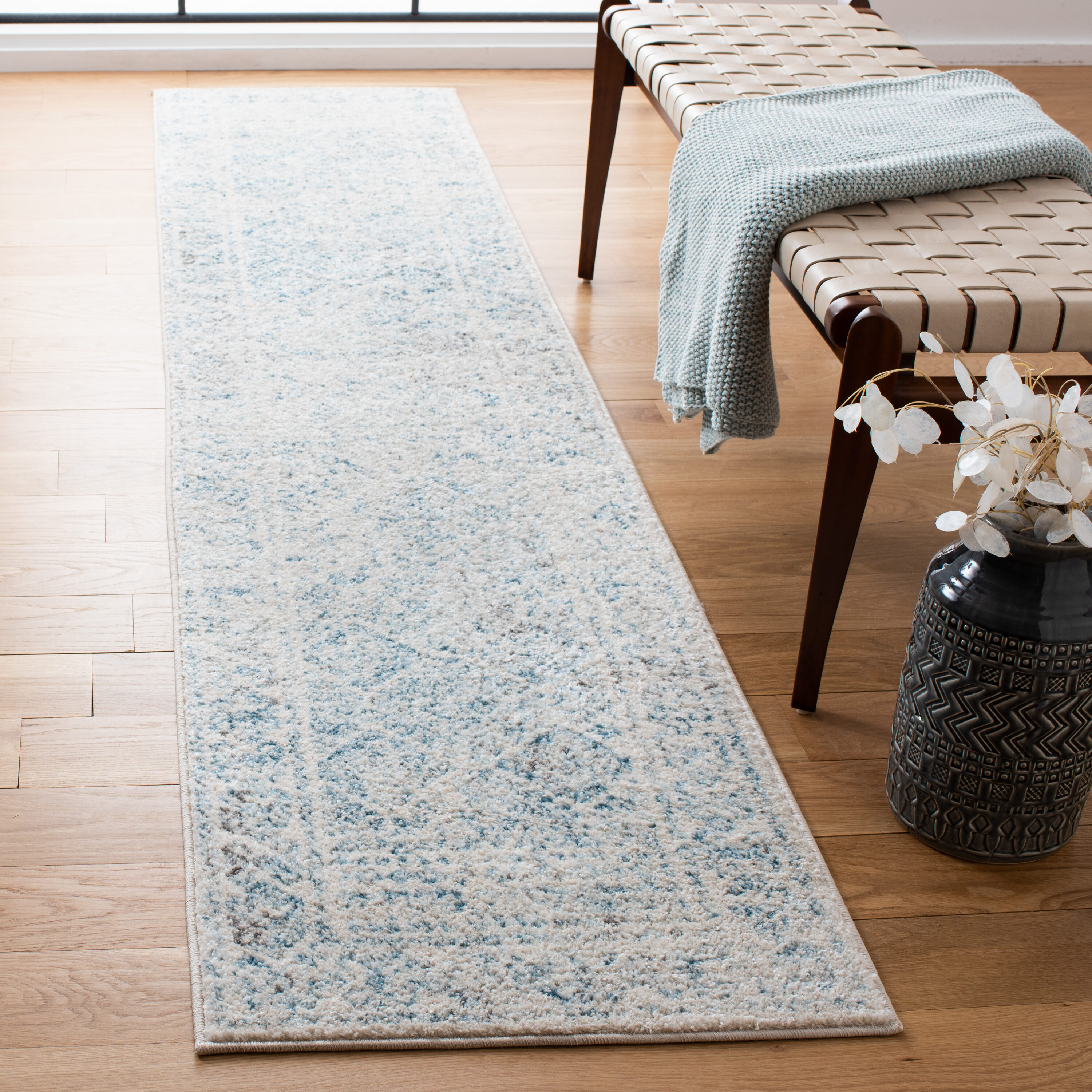 Tulum 264B Ivory/Turquoise 2 x 8 Rectangular Runner rug