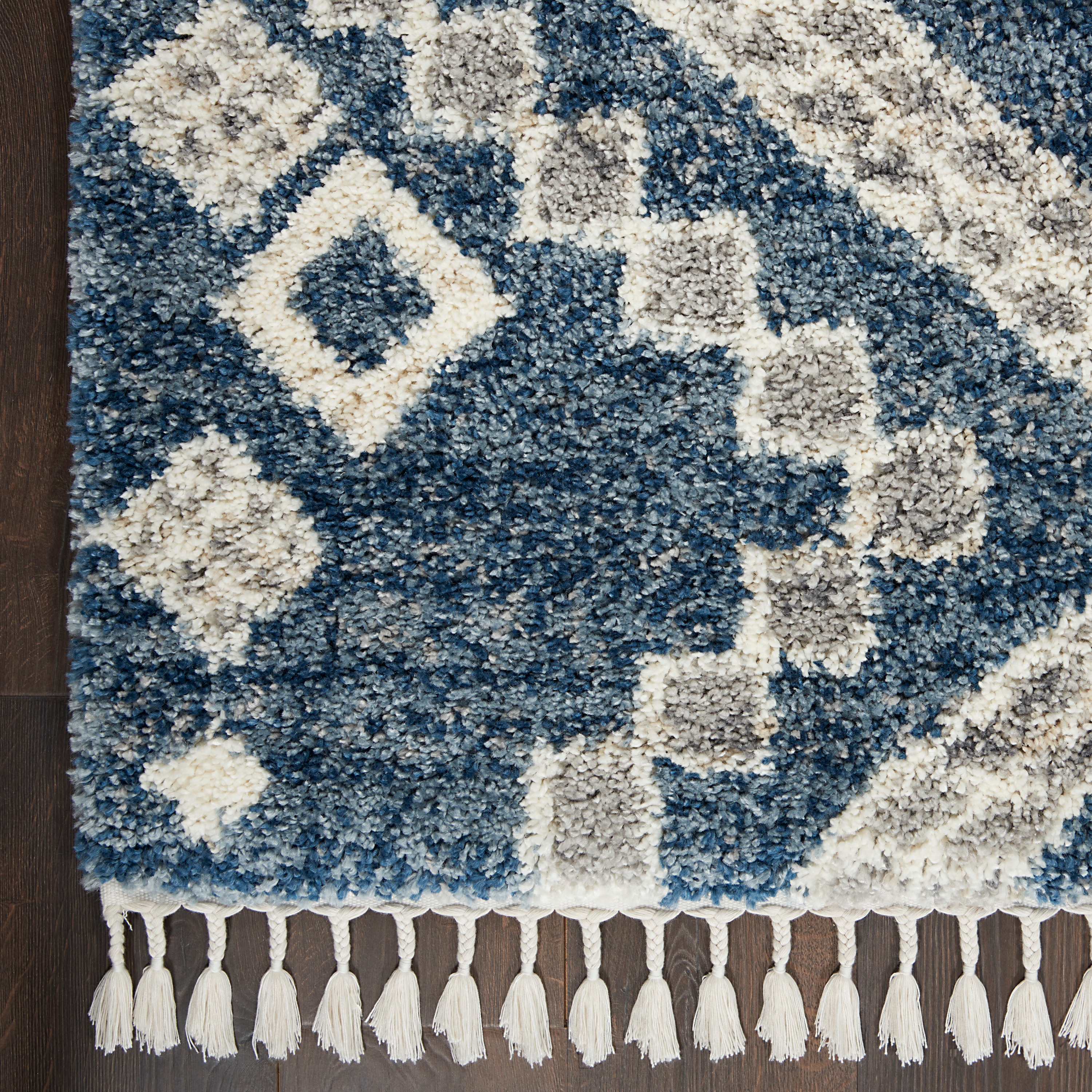 Denim Blue Diamond Shag 8' x 10' Synthetic Area Rug