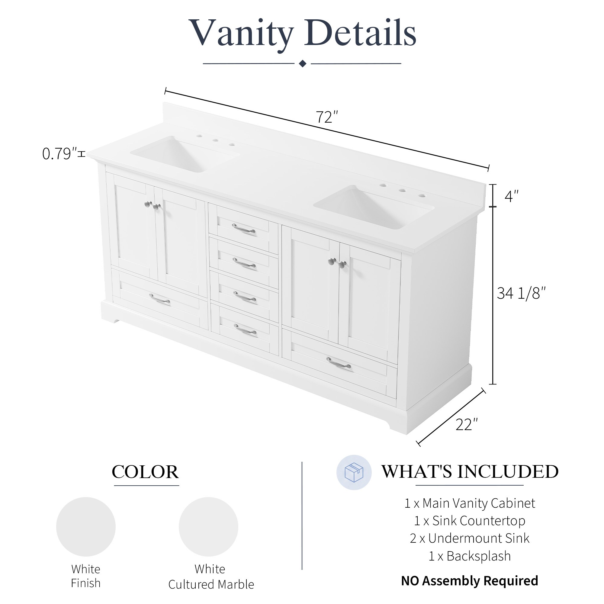 WELLFOR LVD36DA-72CMWT Bath-Vanity-Combo - View #7