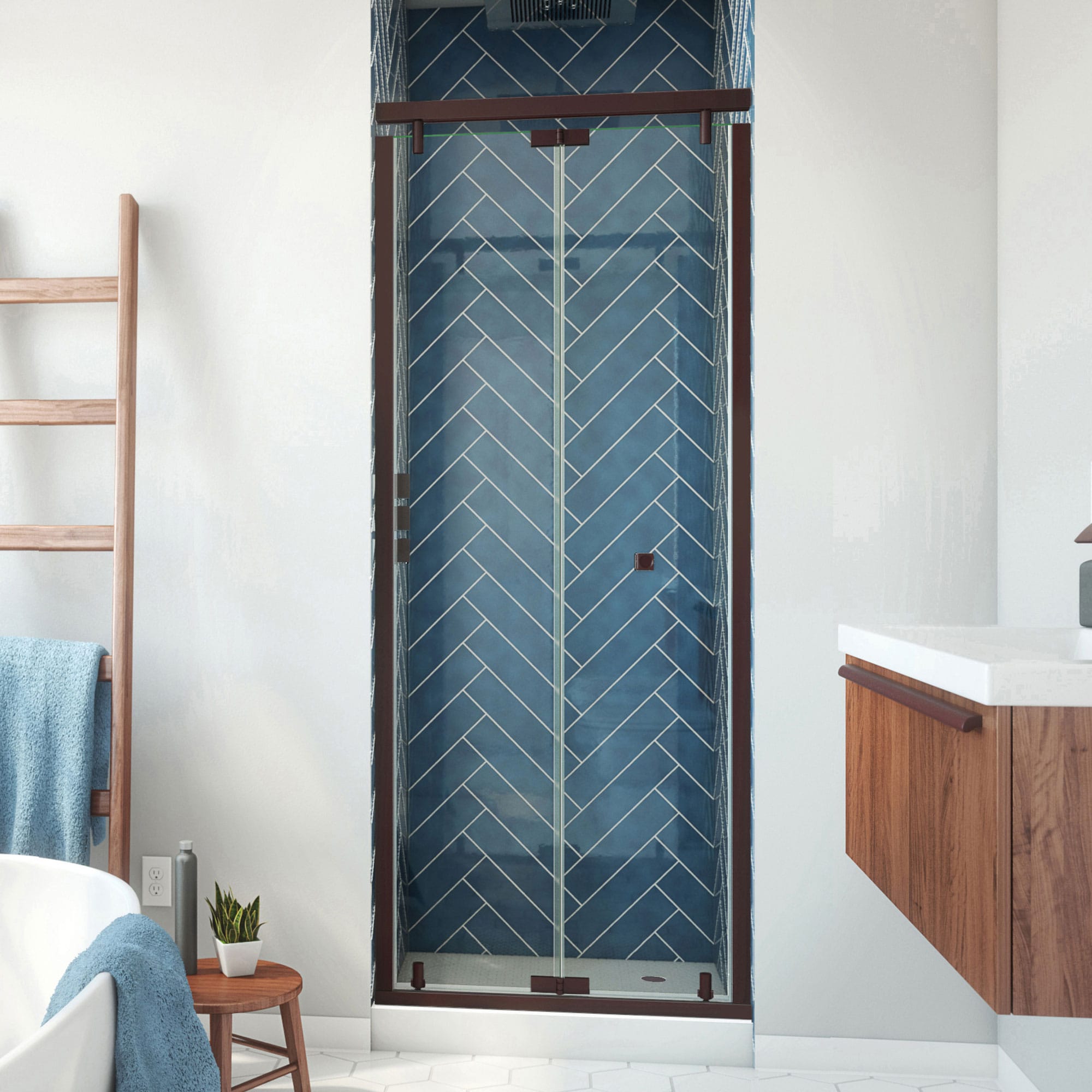 Butterfly-S Oil Rubbed Bronze Semi-Frameless Bi-Fold Shower Door