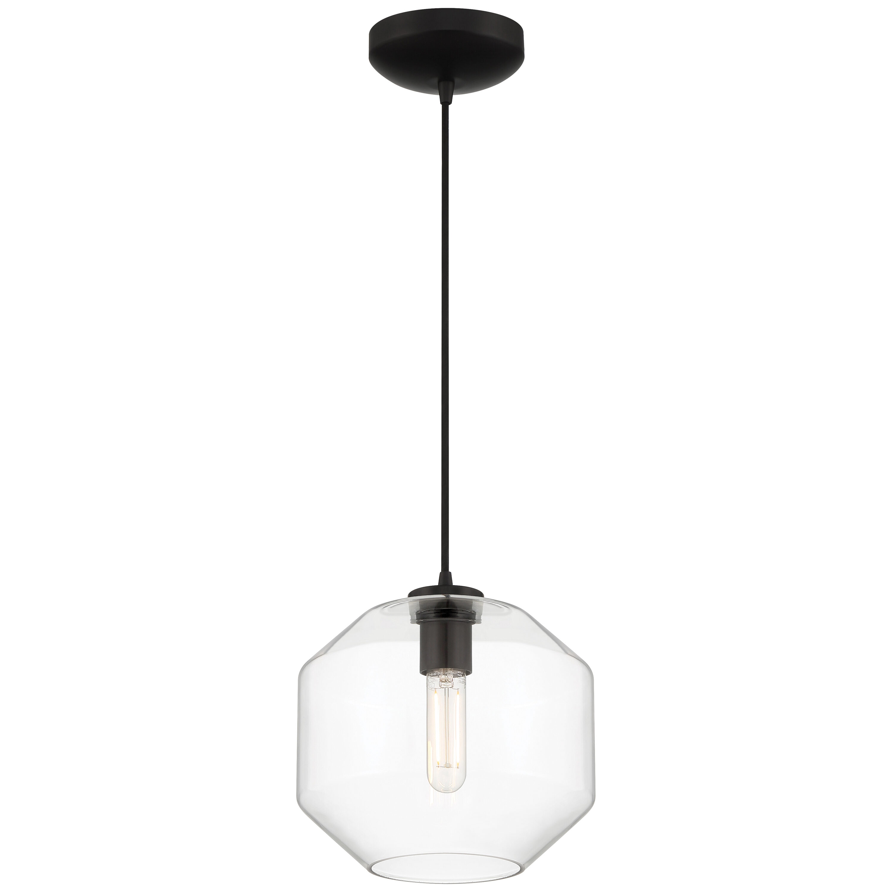 Access Lighting 29011LEDDLP-BL/CLR Clarity 1 -Light Black Modern/contemporary White glass Globe Mini Hanging Pendant light