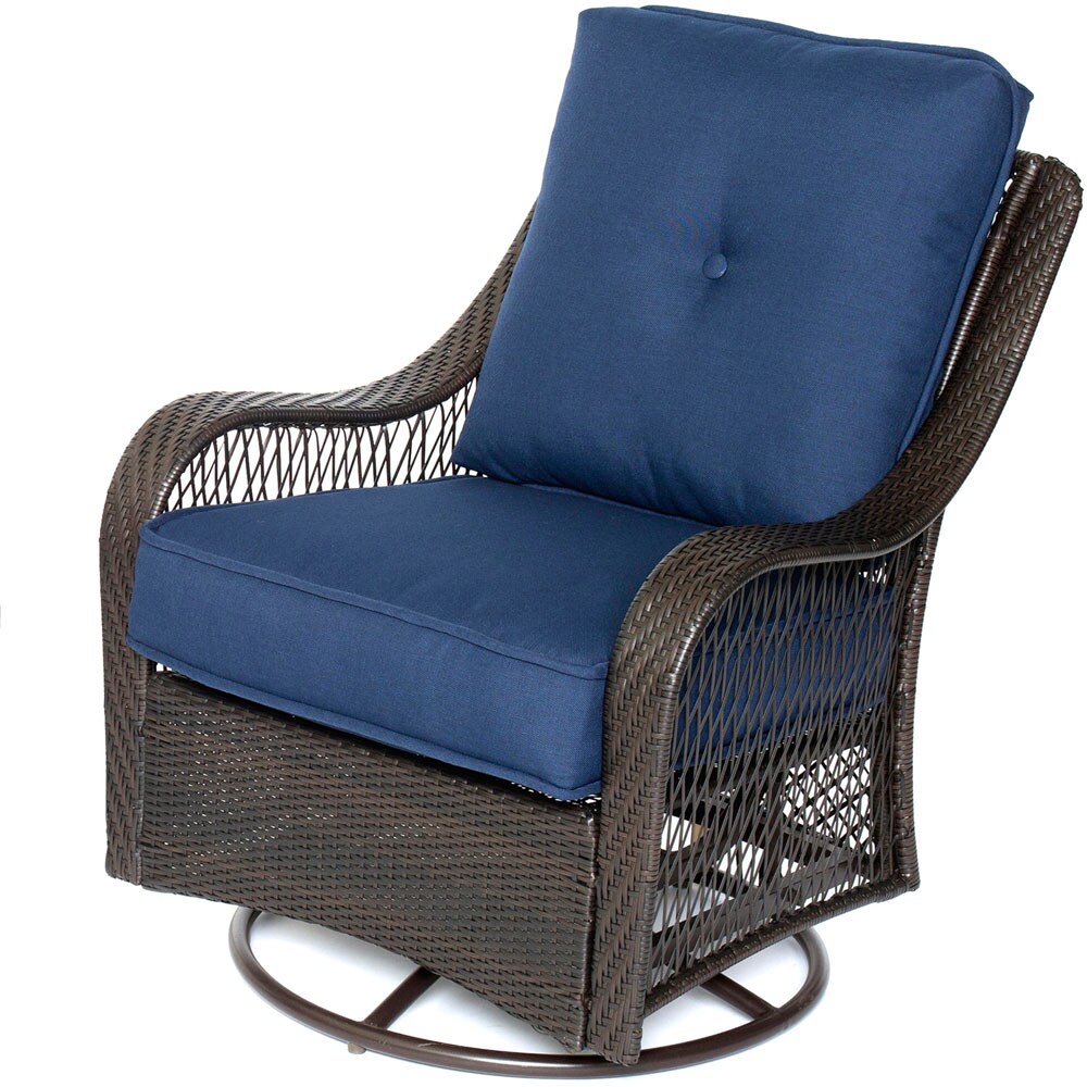 Hanover Orleans 3-Piece Wicker Patio Conversation Set with Blue ...