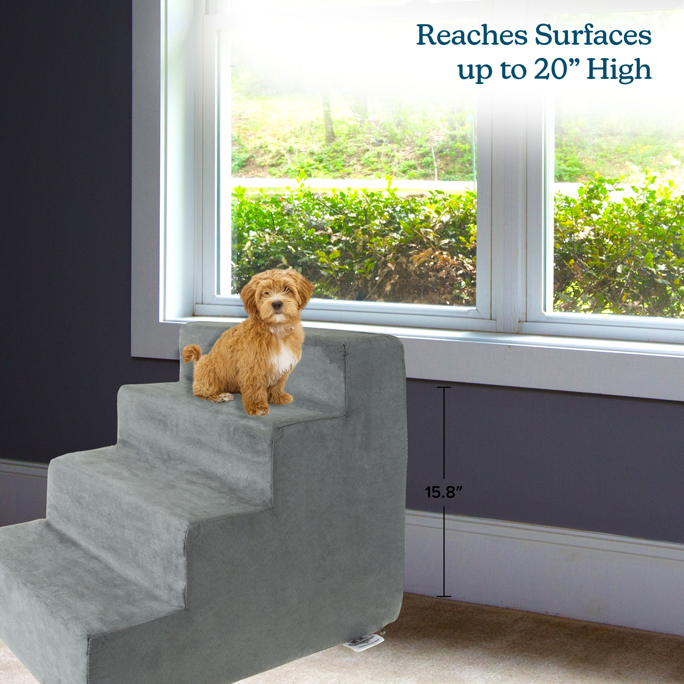 Gray High-Density Foam 4-Step Pet Stairs