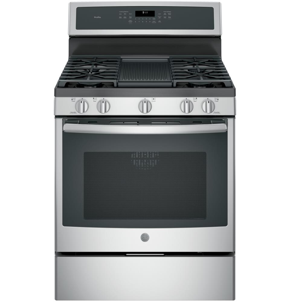 GE Profile 30-in 5 Burners 5.6-cu Ft Self-cleaning Convection Oven ...