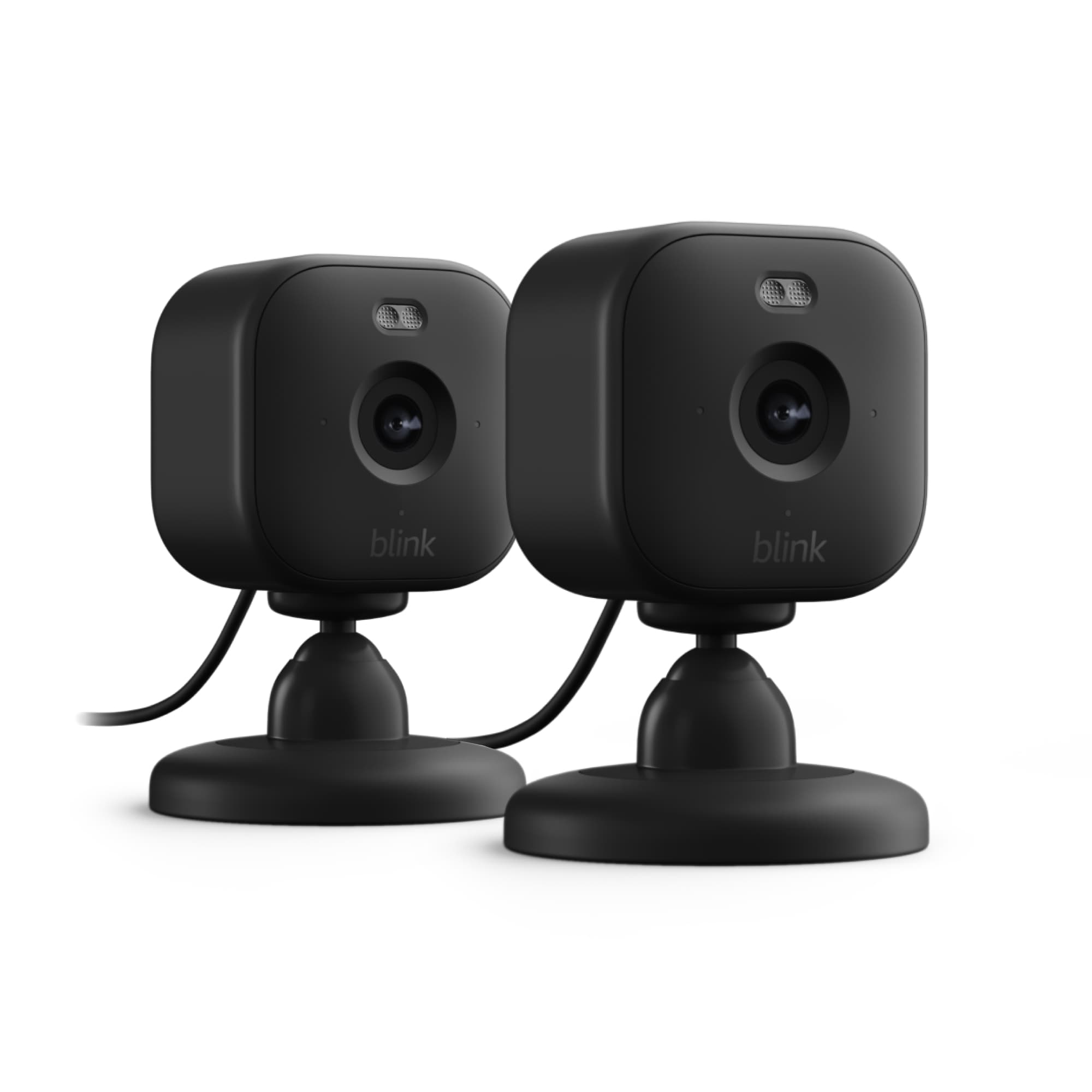 Blink Mini 2 - Plug-in Smart Security Camera with HD Night View in Color, Built-in Spotlight, Two-way Audio and Motion Detection, Works with Alexa - 2-Pack - Black