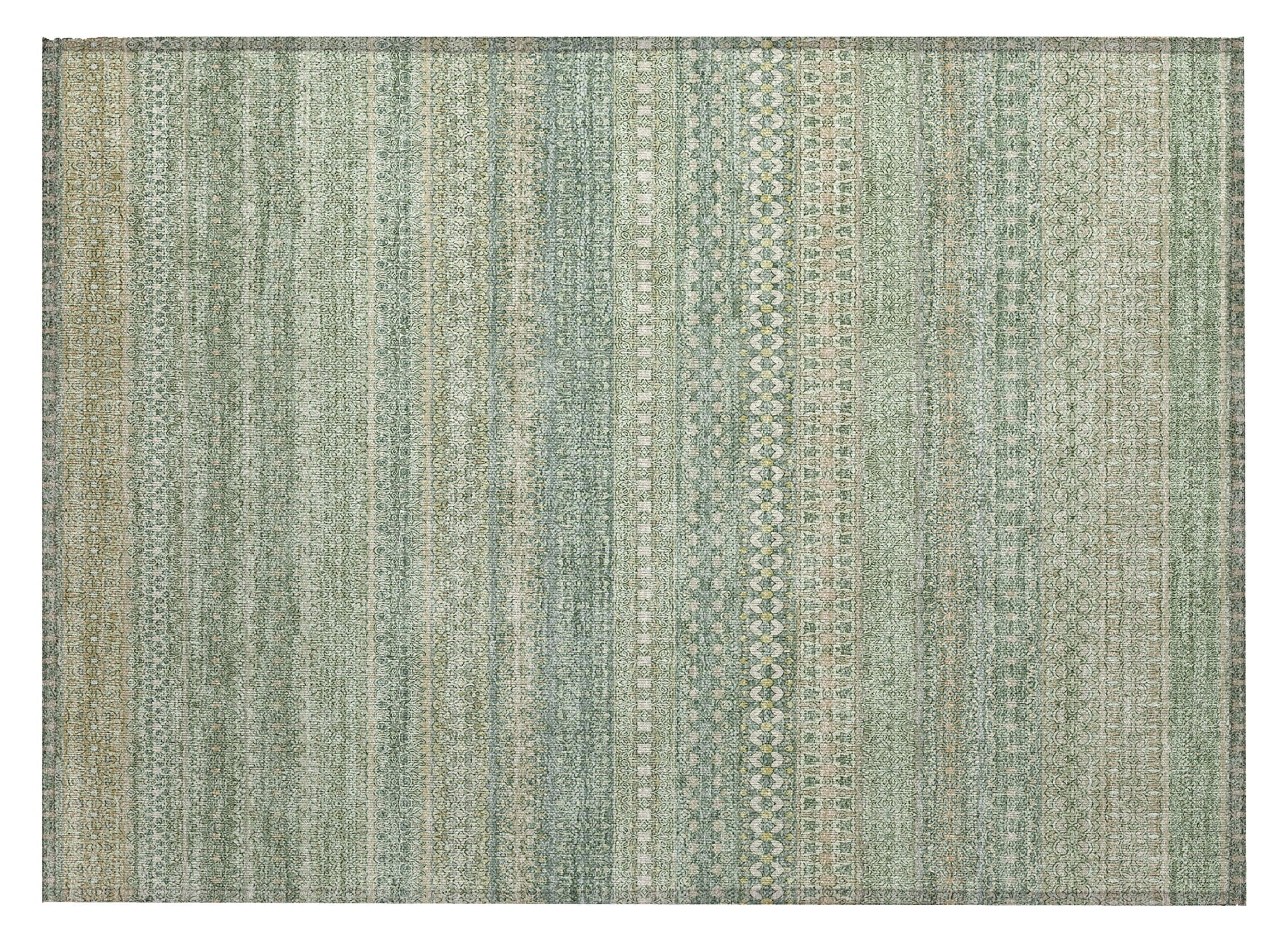 Aloe Green Synthetic Flat Woven Rectangular Rug