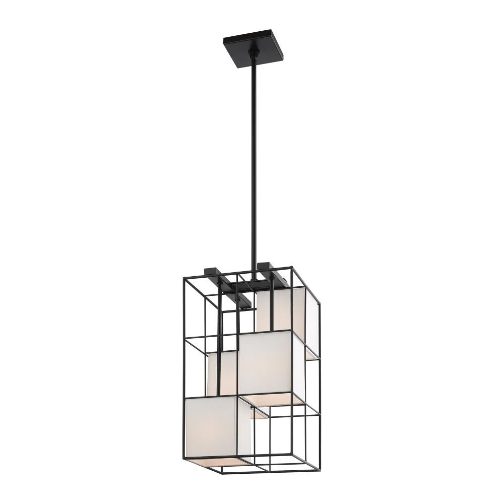 Trondheim 4-Light Crystal & Black Fabric Shade Pendant