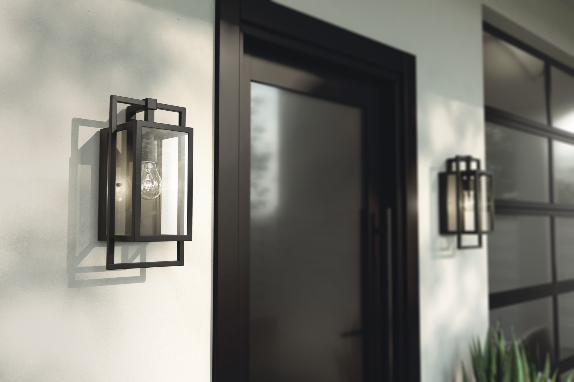 Goson 20" Black Industrial Outdoor Wall Light with Clear Glass