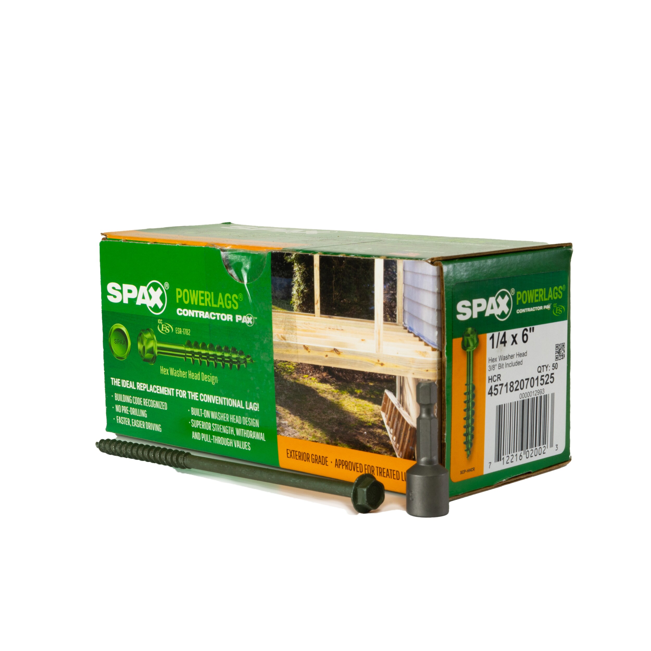SPAX 1/4in x 6in Green Coated HexHead Exterior Structural Wood