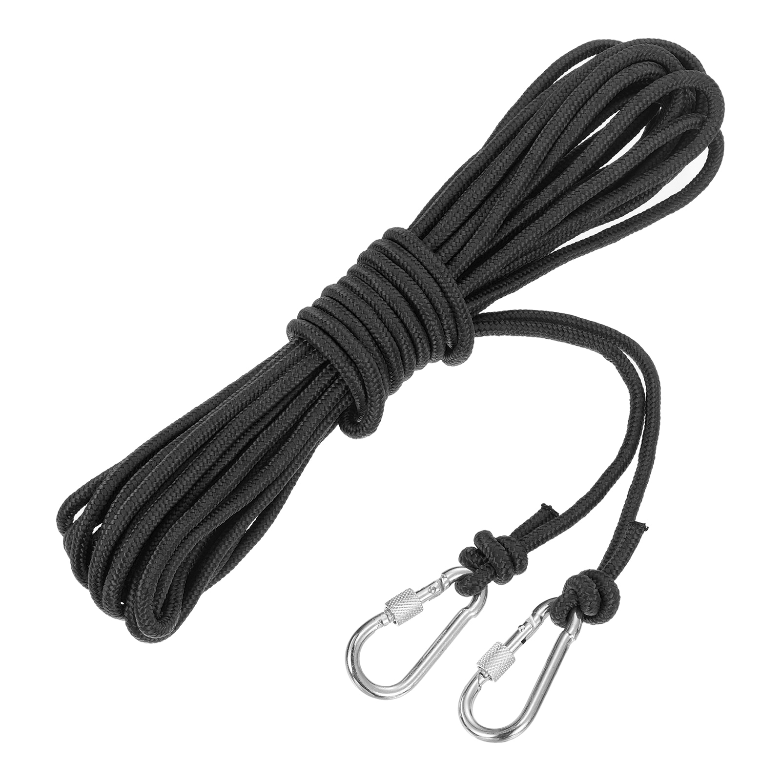 Unique Bargains Hollow Braided Polypropylene Anchor Rope with Hook 1/4 Inch 33ft Nylon Floating Line for Marine Pool Life Boat Anchor Rope Black #S25121700UX2448