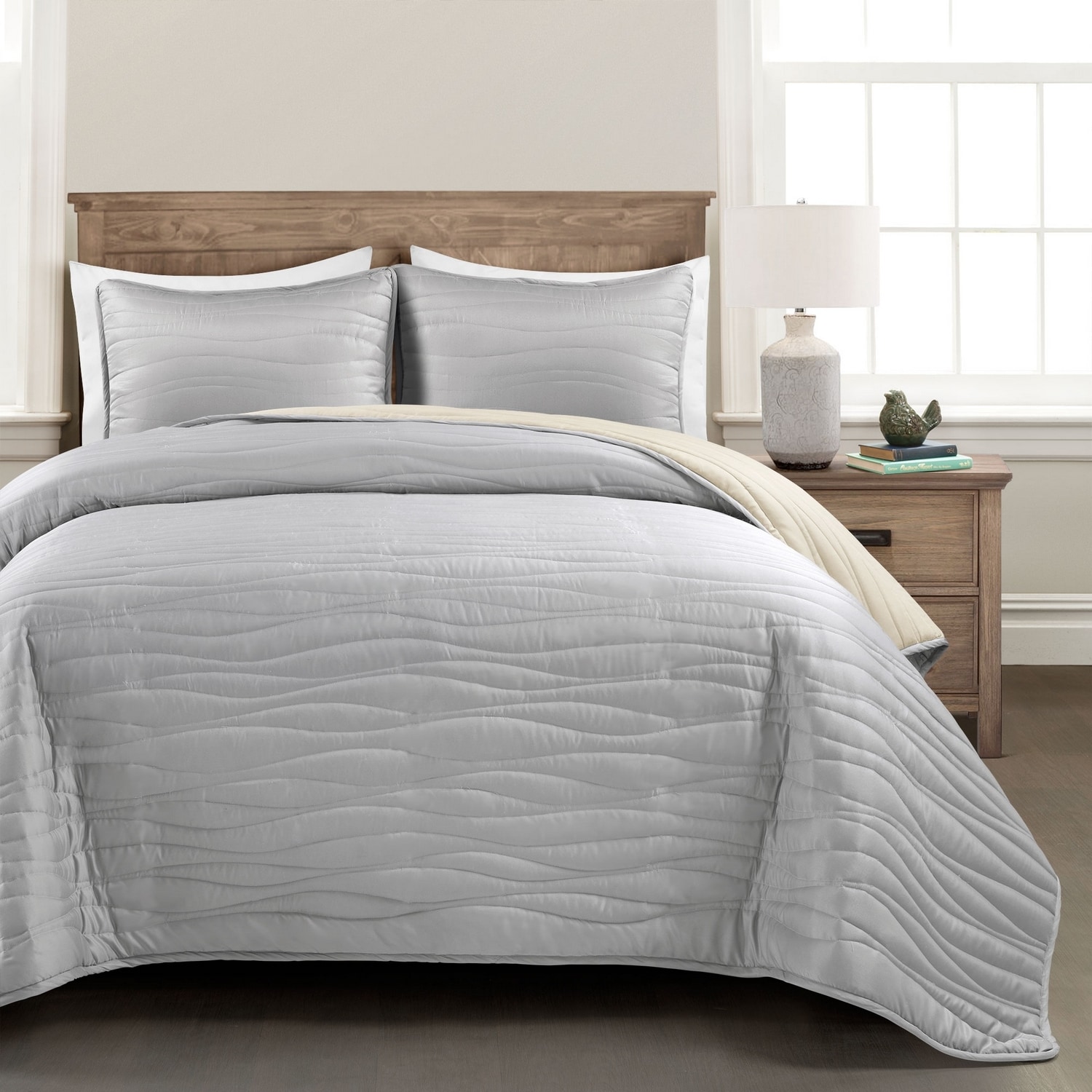 Lush Decor 16T007285 Gray Solid Reversible Full/Queen Quilt