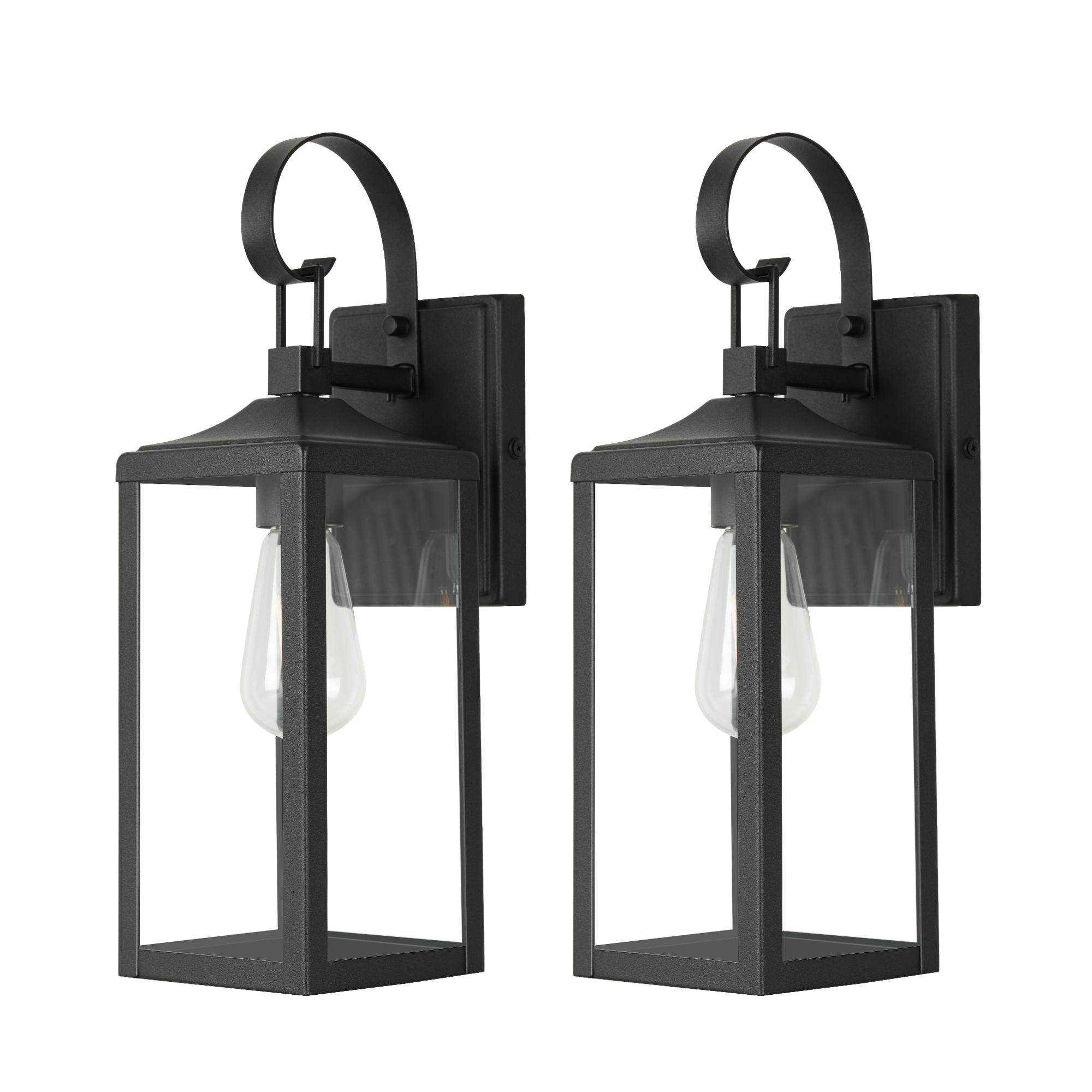 Hukoro 2FL13252-BK 2 -Pack 1 -Light 16-in H Matte Black Hardwired Outdoor Wall Light