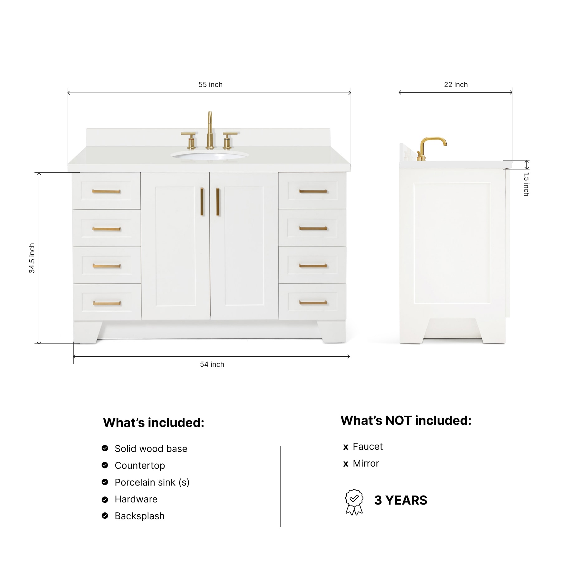 ARIEL Q055SWQOVOWHT Bath-Vanity-Combo - View #3