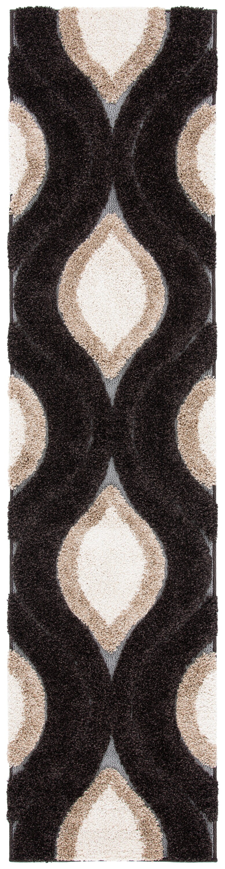Safavieh SG461-2812-29 Florida Arcell Shag 2 x 9 (ft) Loomed Polypropylene Dark Brown/Ivory Rectangular Indoor Geometric Oriental Runner rug