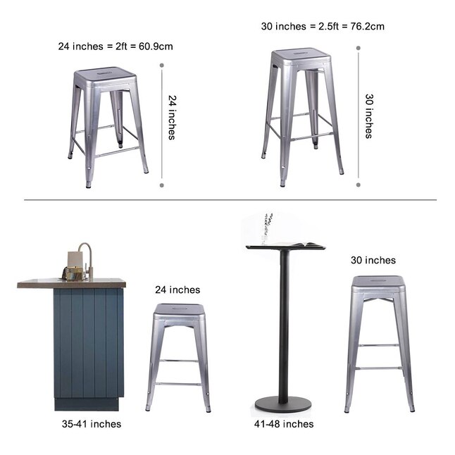 Metal Bar Stool Sliver Counter Height, What Size Bar Stool For 41 Inch Counter