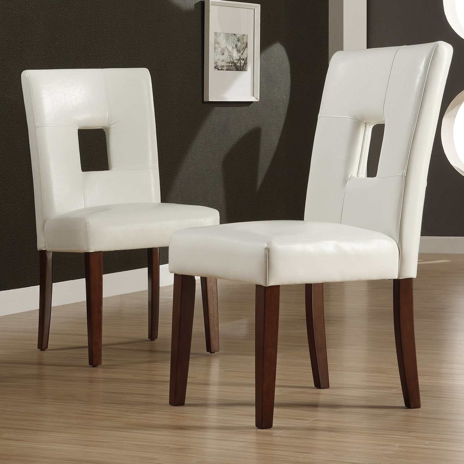 Elevens Upholstered Modern Cutout Back Dining Chair with Walnut